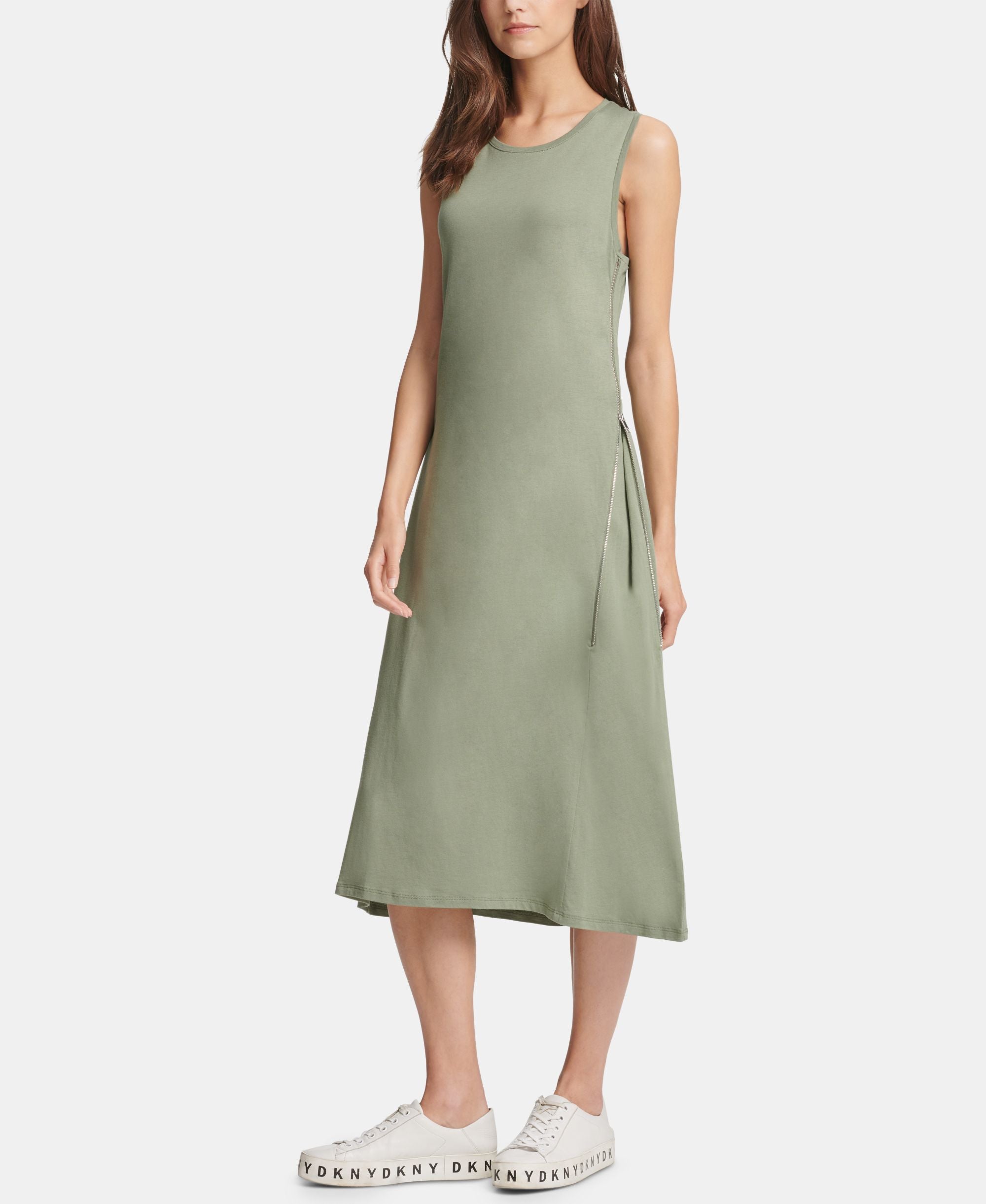 DKNY Zipper Detail Midi Dress