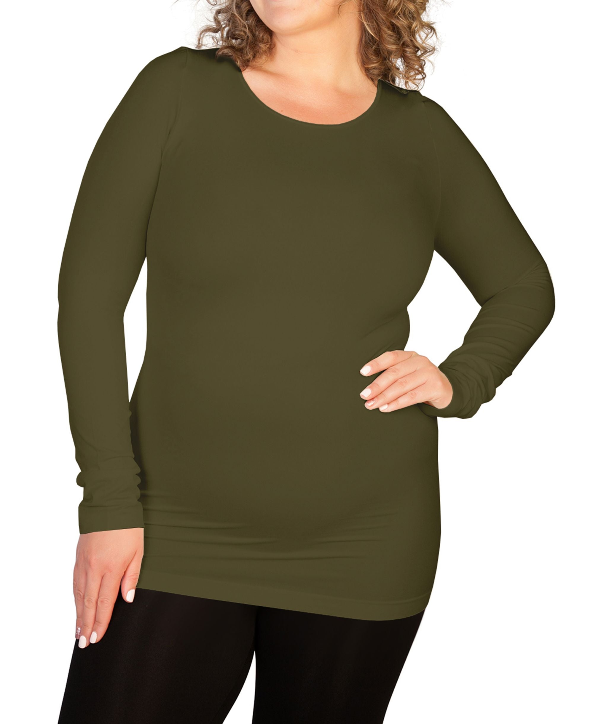 skinnytees Plus Long Sleeve Crew Neck