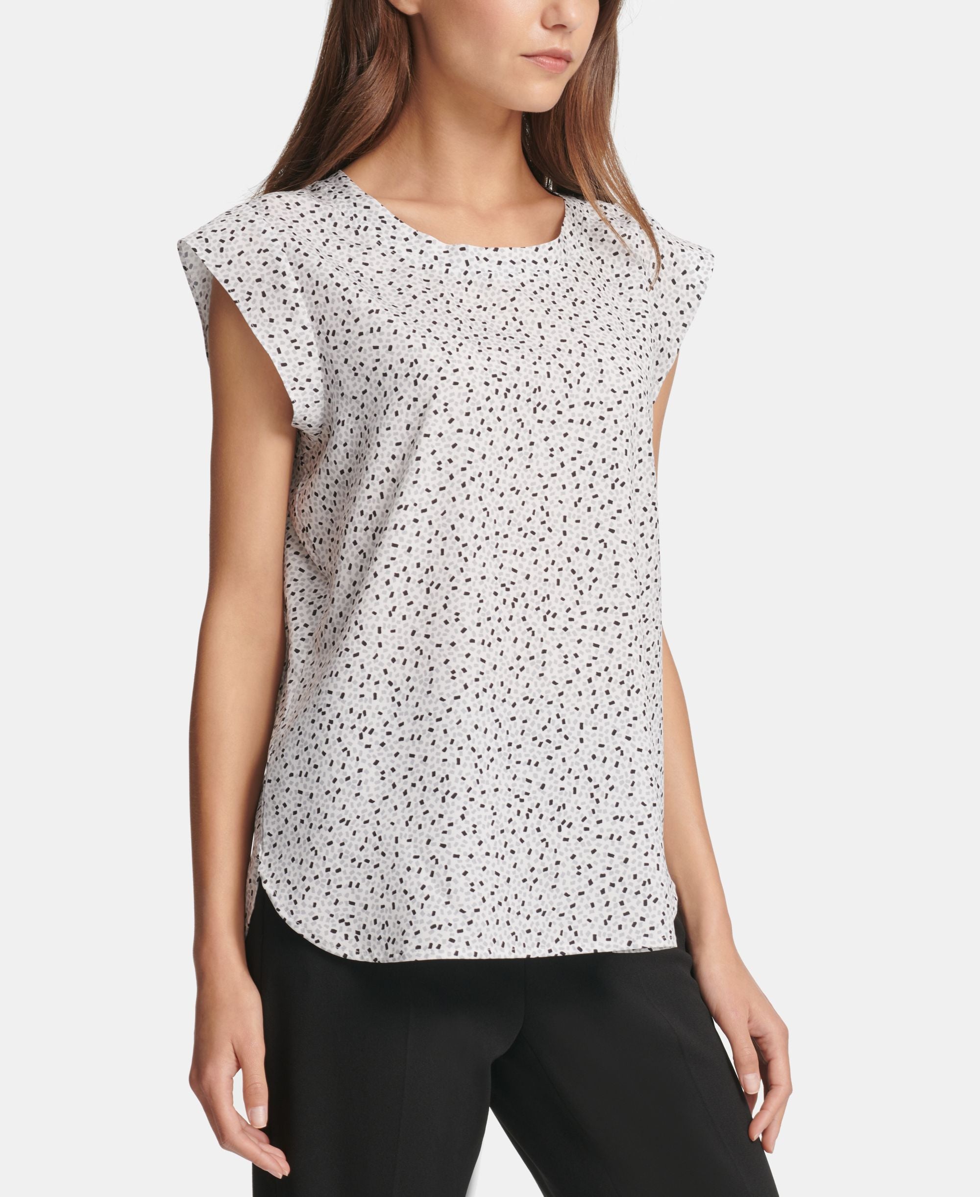 DKNY Printed Cap Sleeve Top
