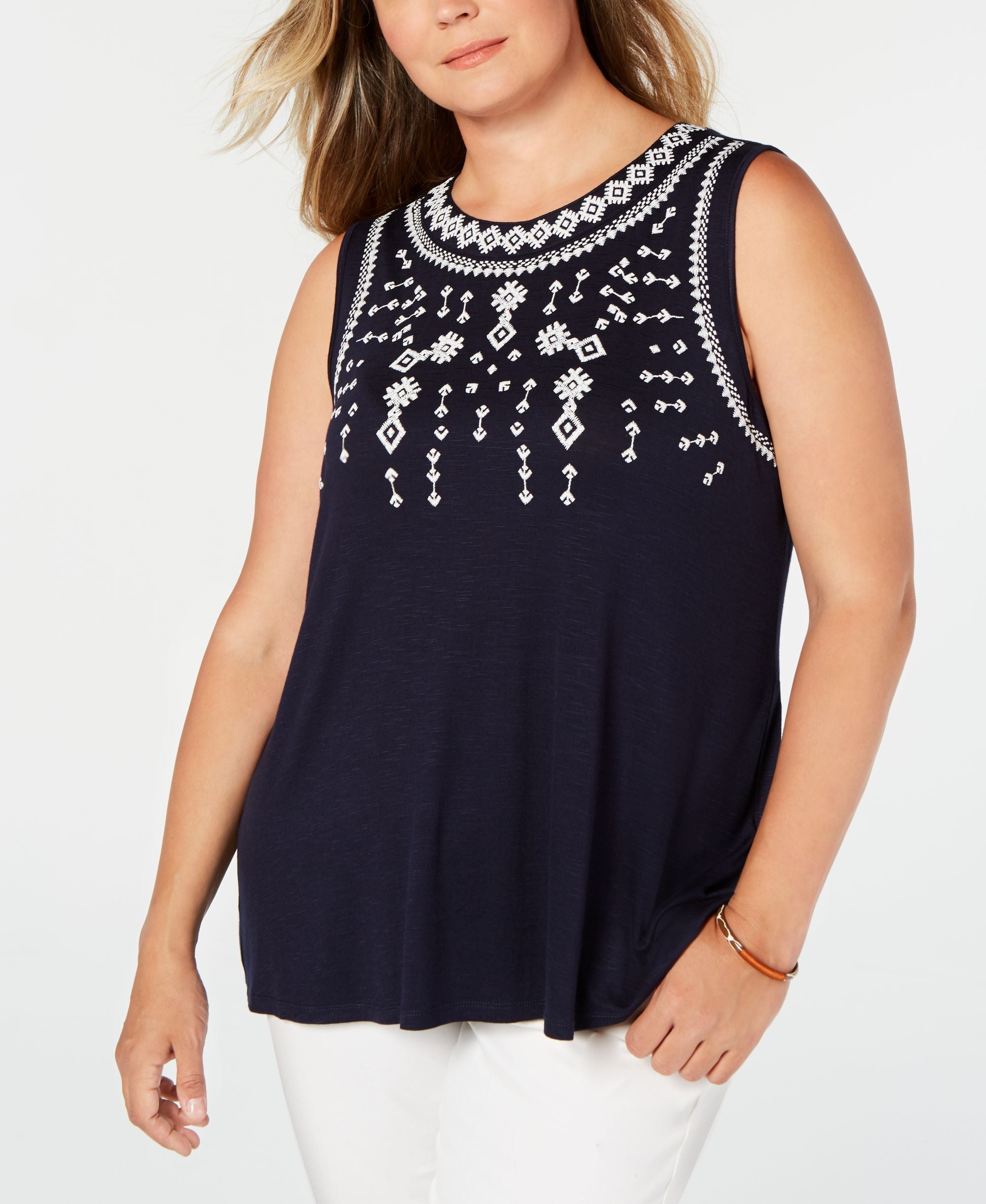Style & Co Plus Size Embroidered Tank Top