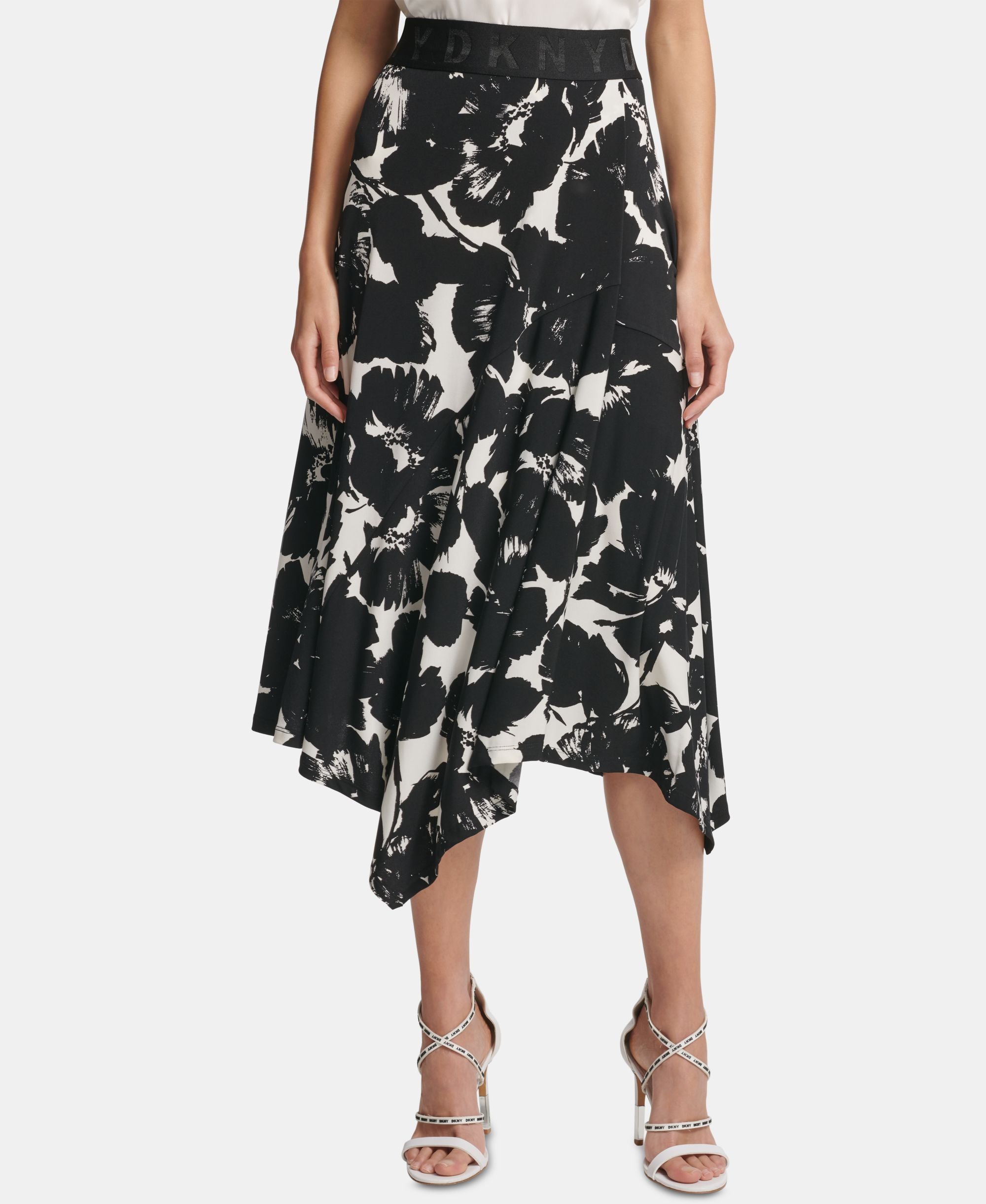 DKNY Asymmetrical Floral Print Skirt