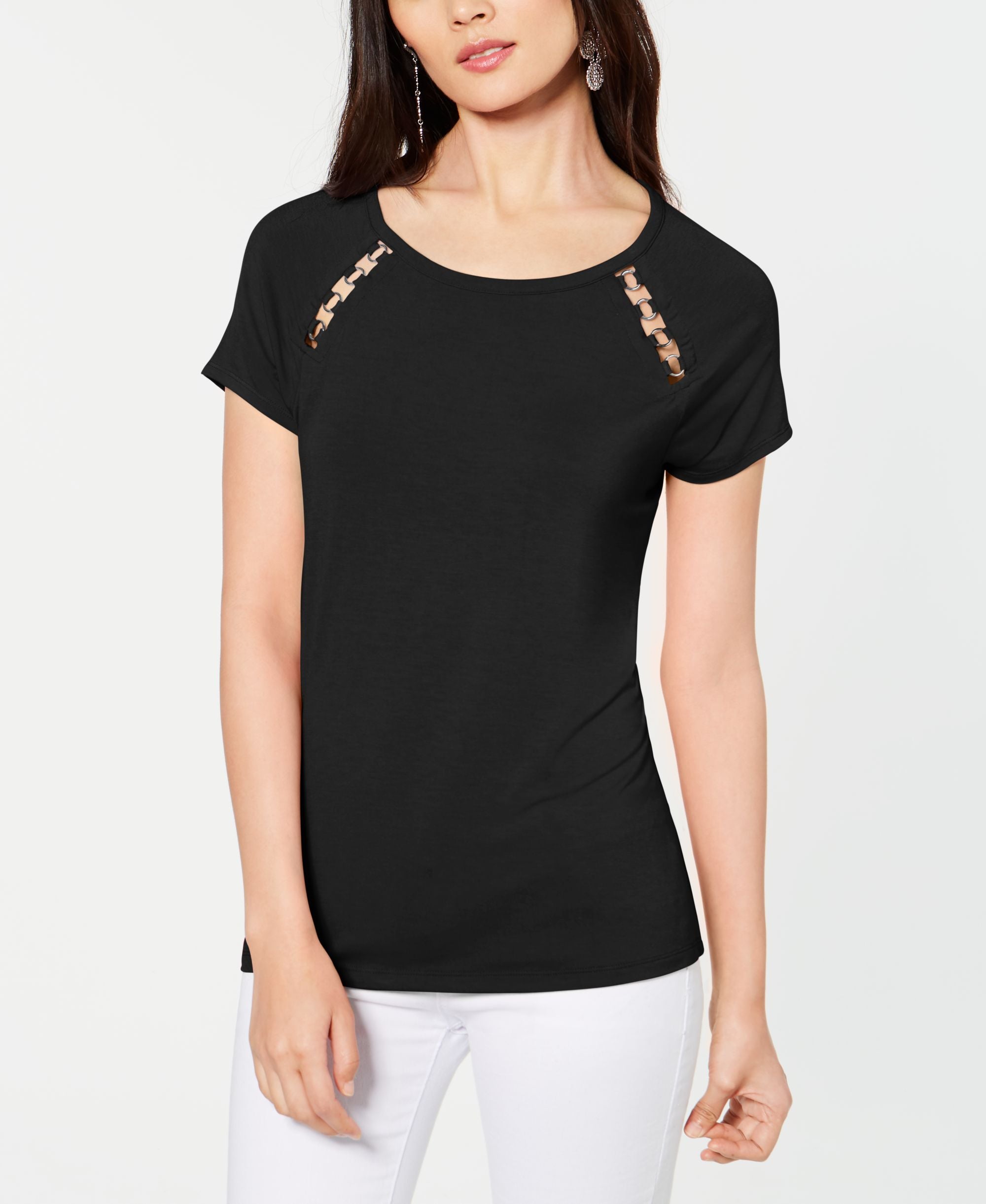 Grommet Trim T-Shirt