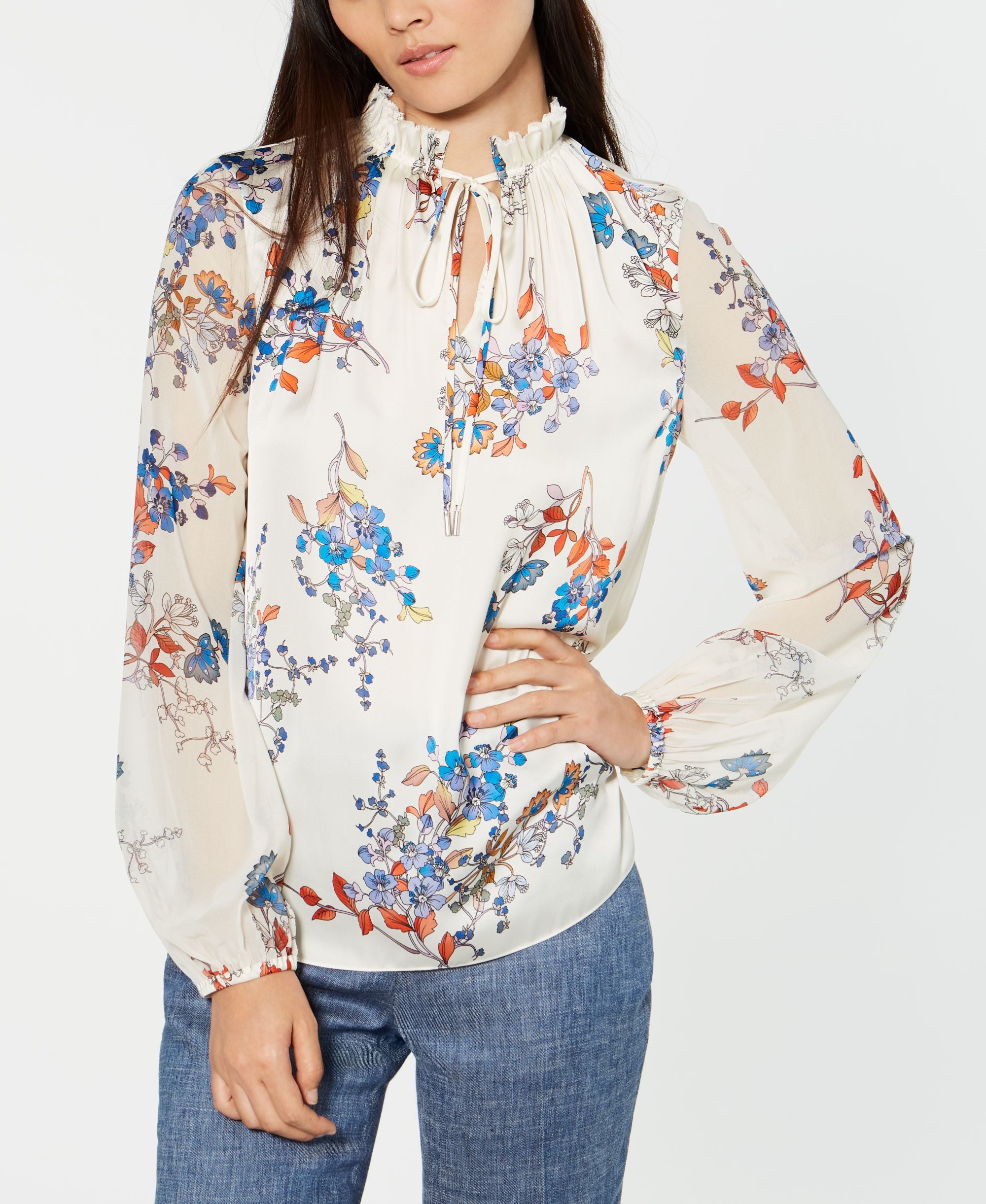 Elie Tahari Teagan Floral Print High Neck Top