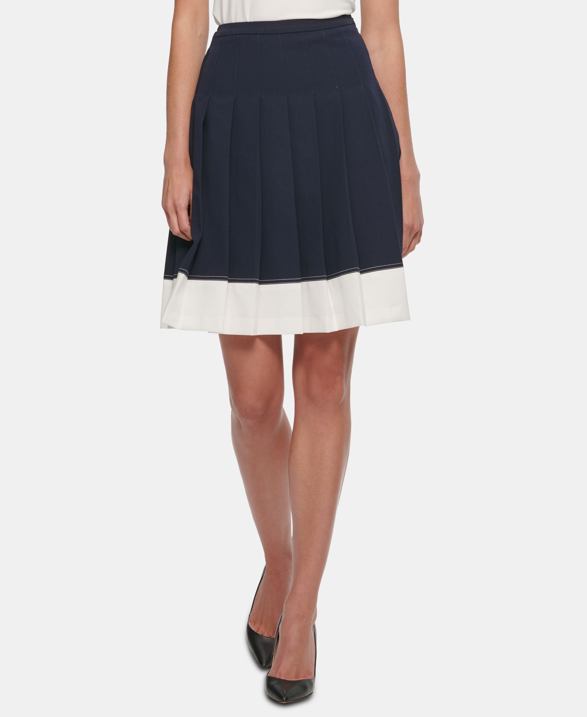 Tommy Hilfiger Pleated Colorblocked Skirt