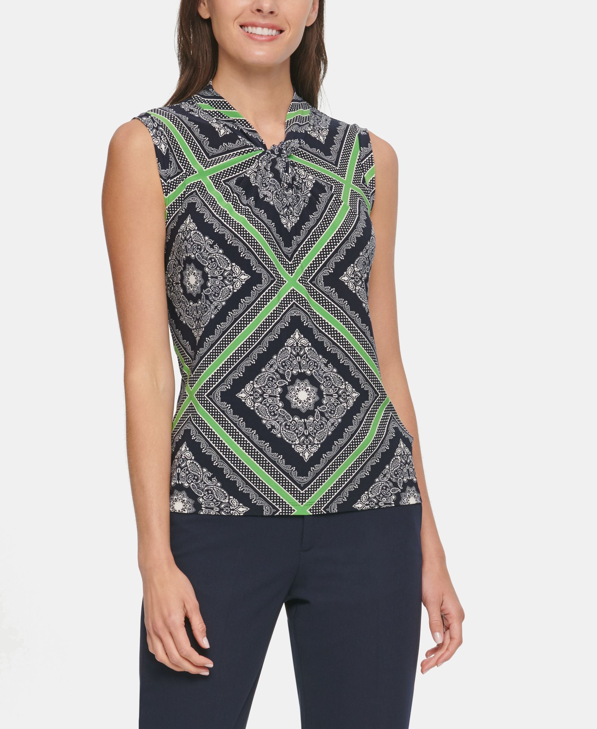 Tommy Hilfiger Printed Knot Neck Top
