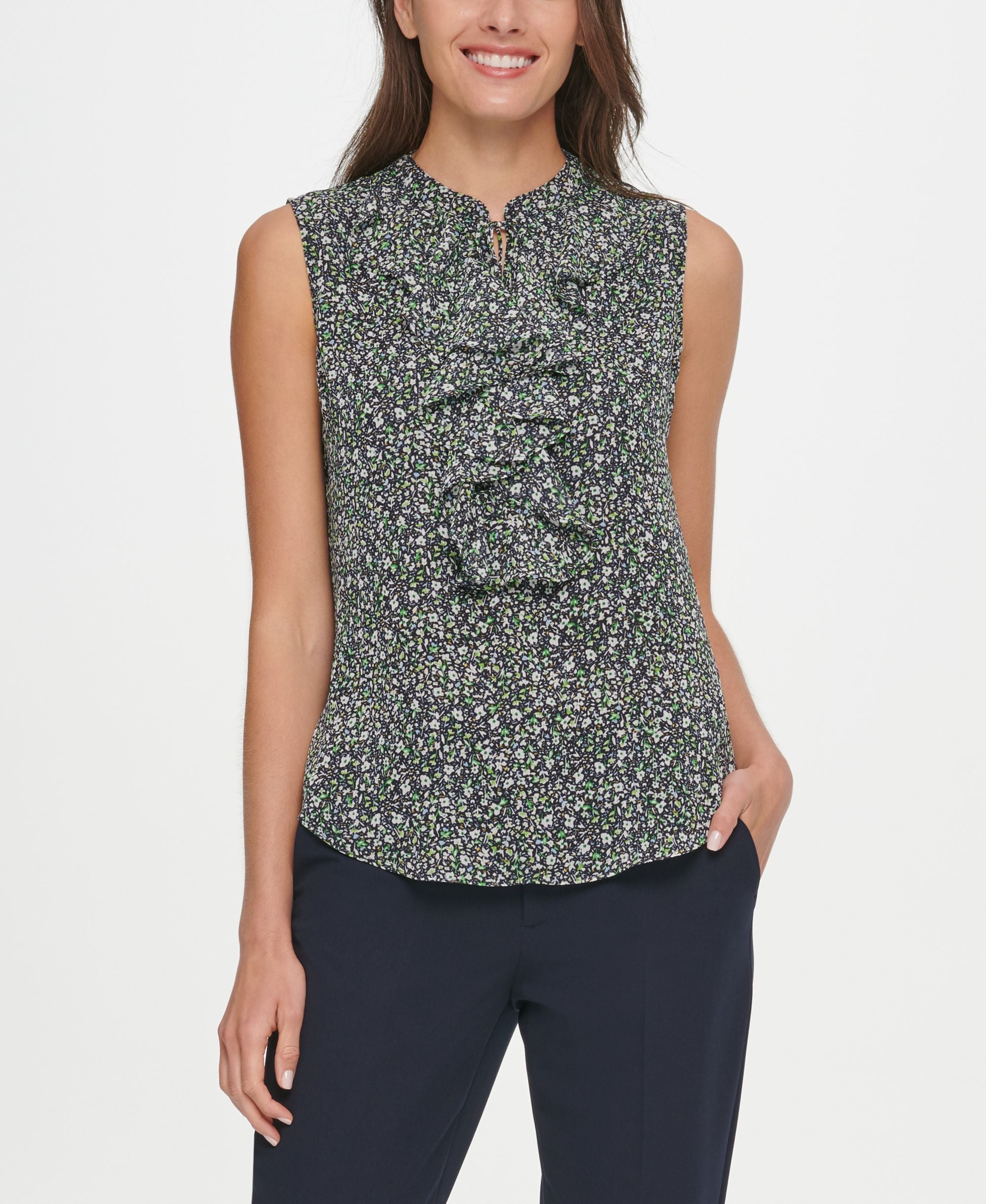 Tommy Hilfiger Printed Ruffled Top