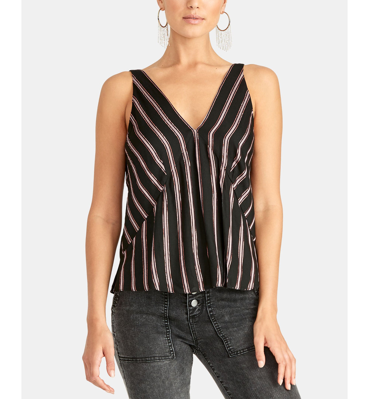 Violene Striped V-Neck Top