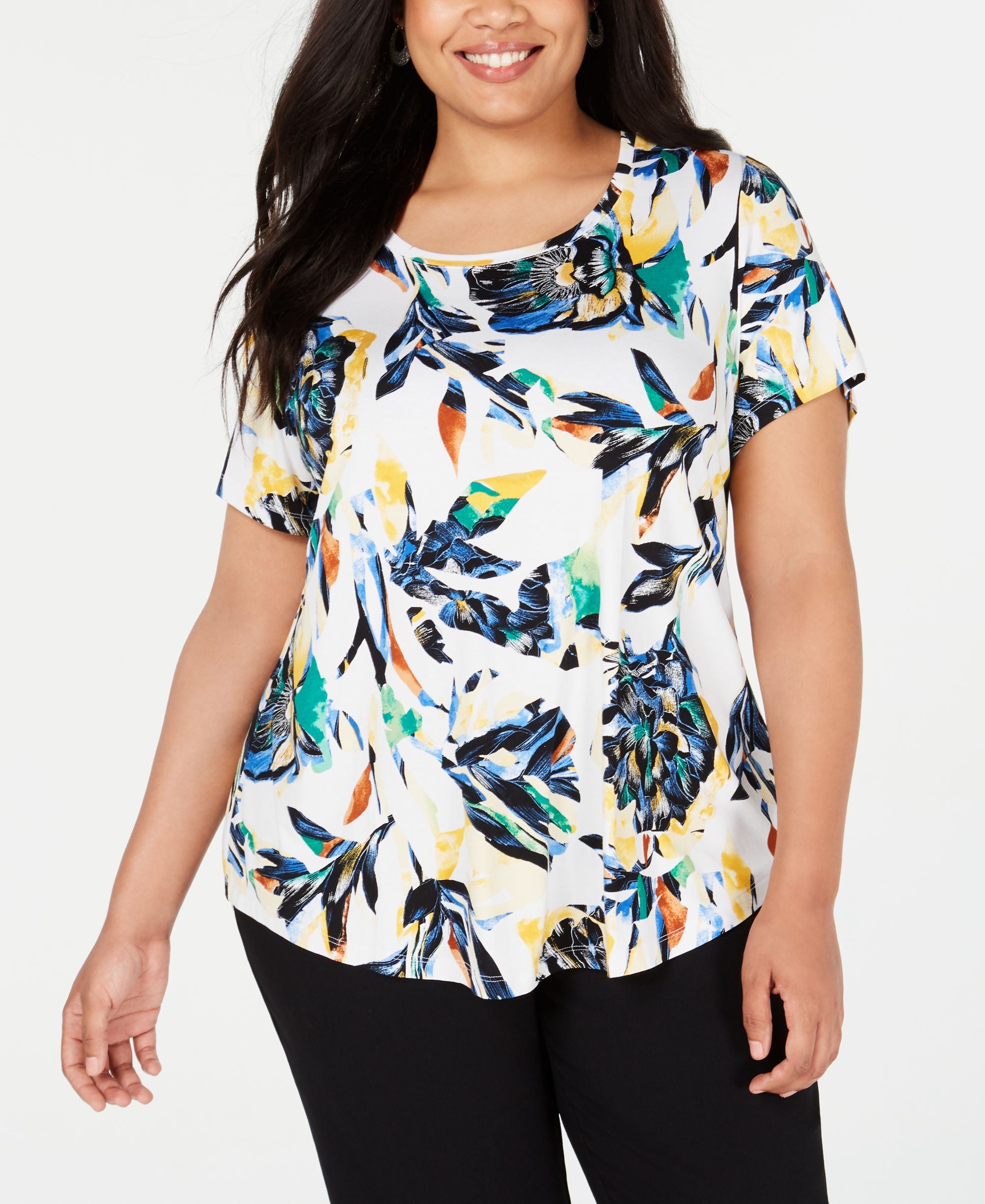 JM Collection Plus Size Printed Top