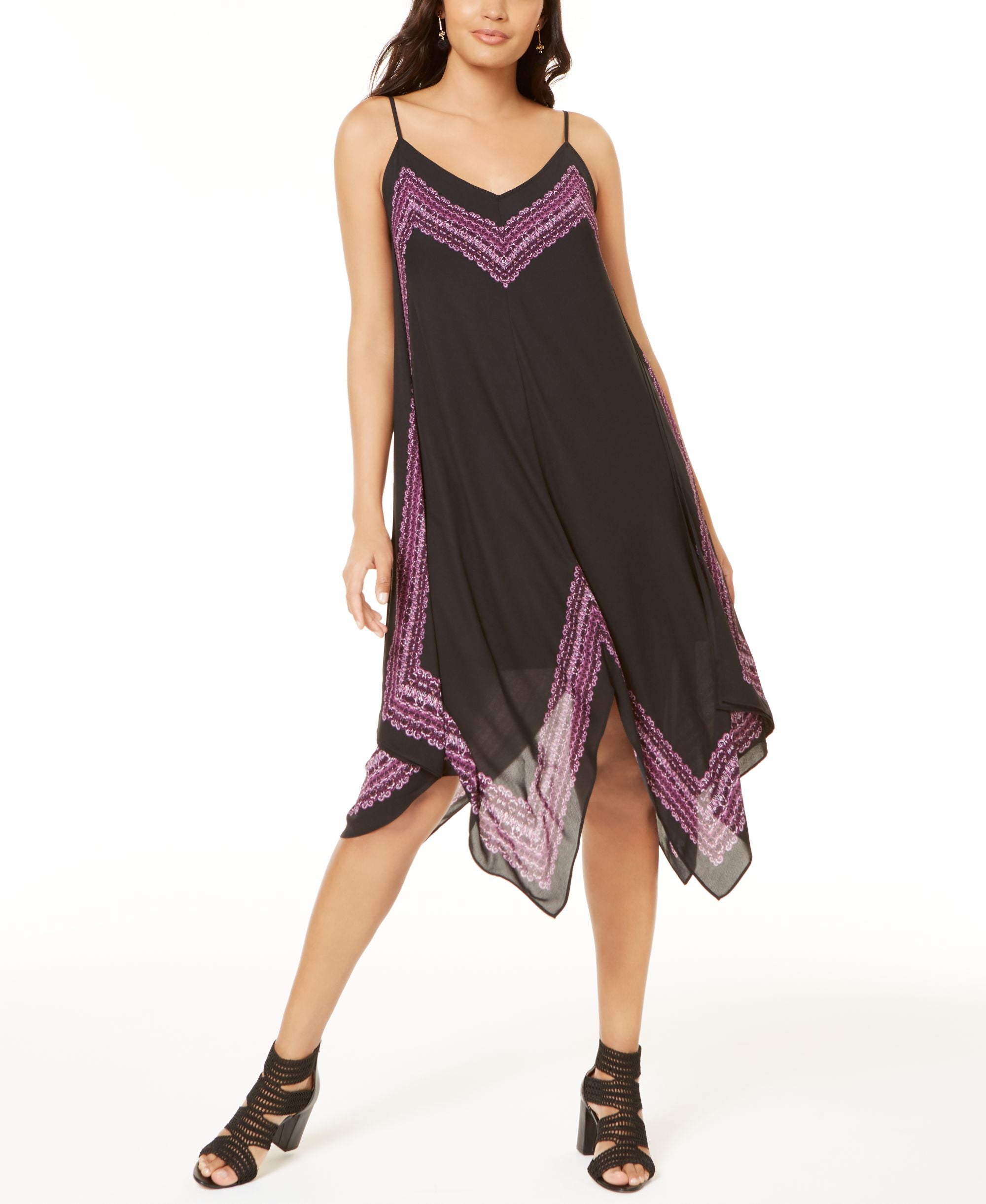 INC Printed Handkerchief-Hem Dress