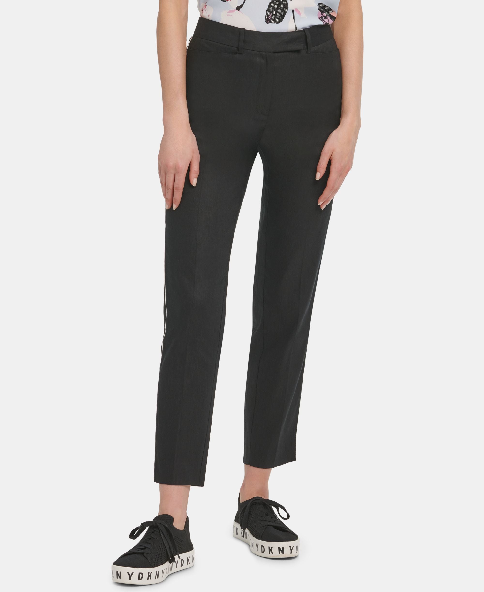 DKNY Contrast Piping Straight Leg Pants