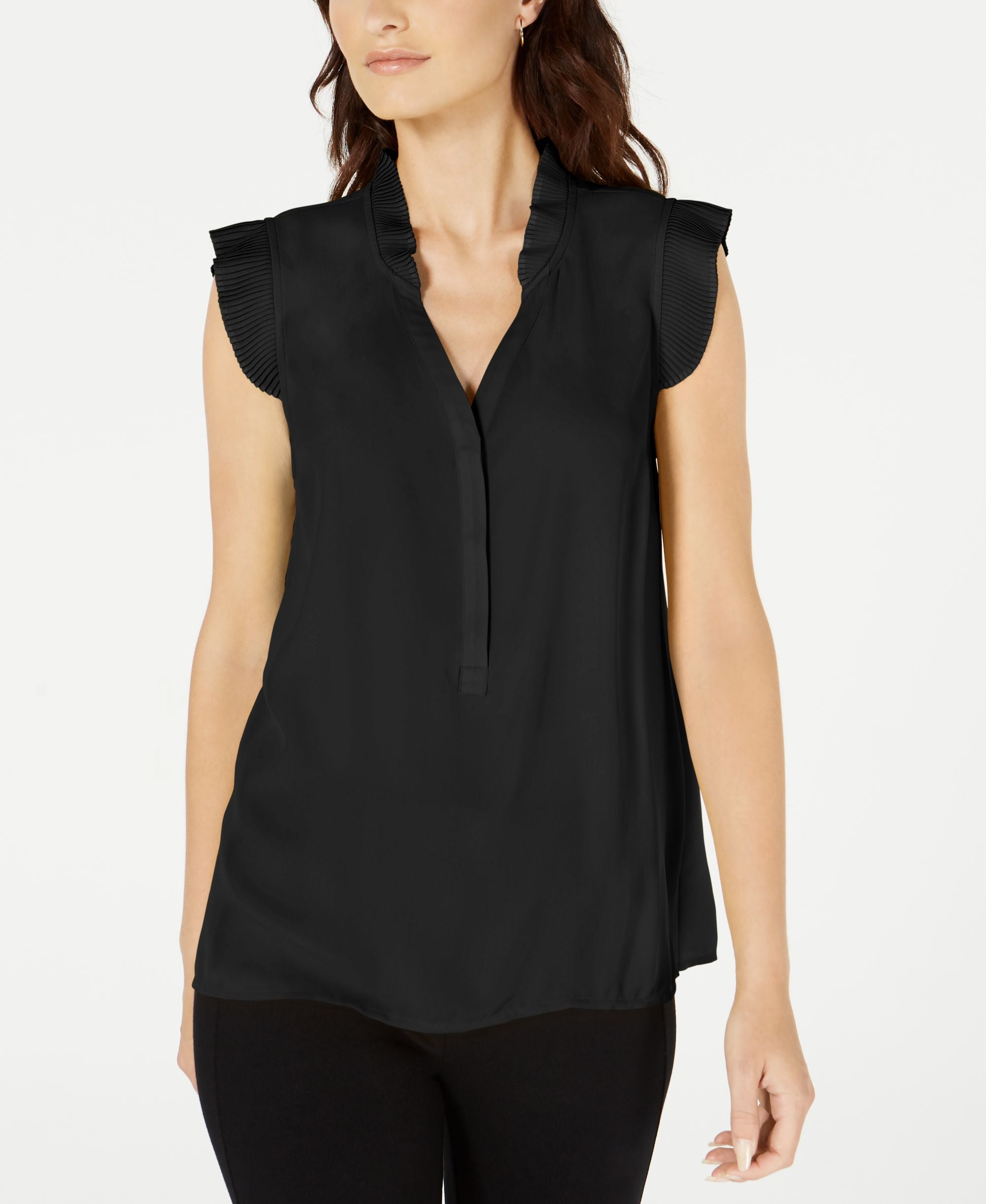 Alfani Petite Pleated Trim Top