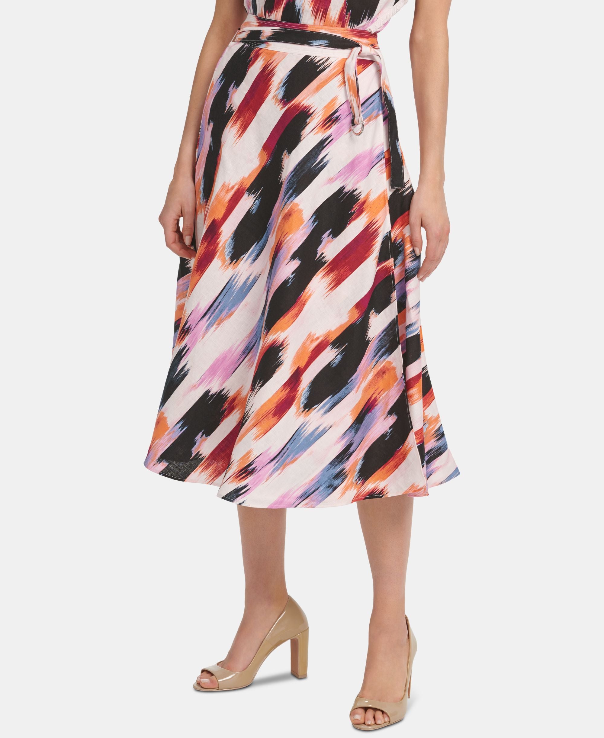 DKNY Printed Tie Waist Skirt