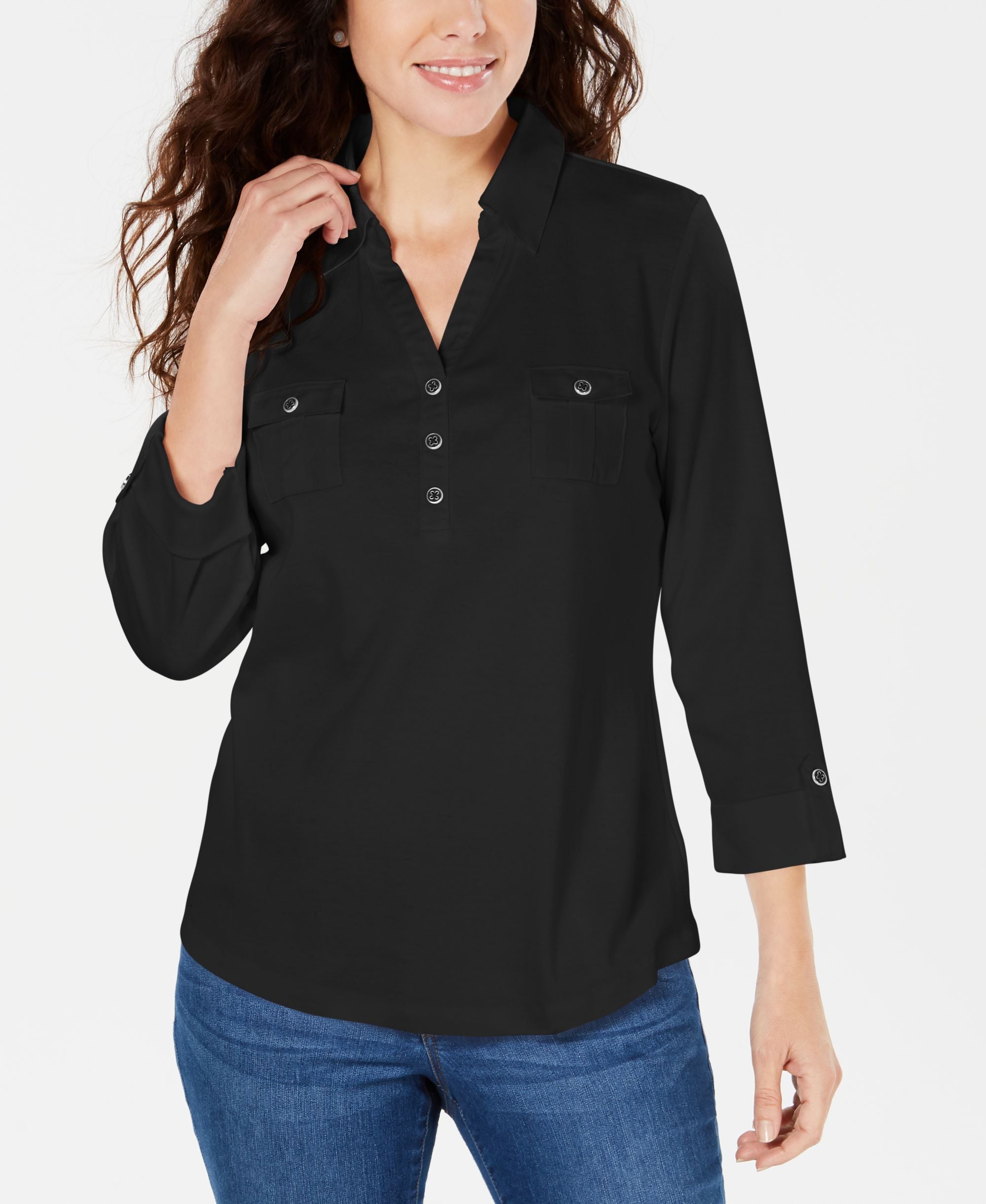 Petite Cotton Polo Top