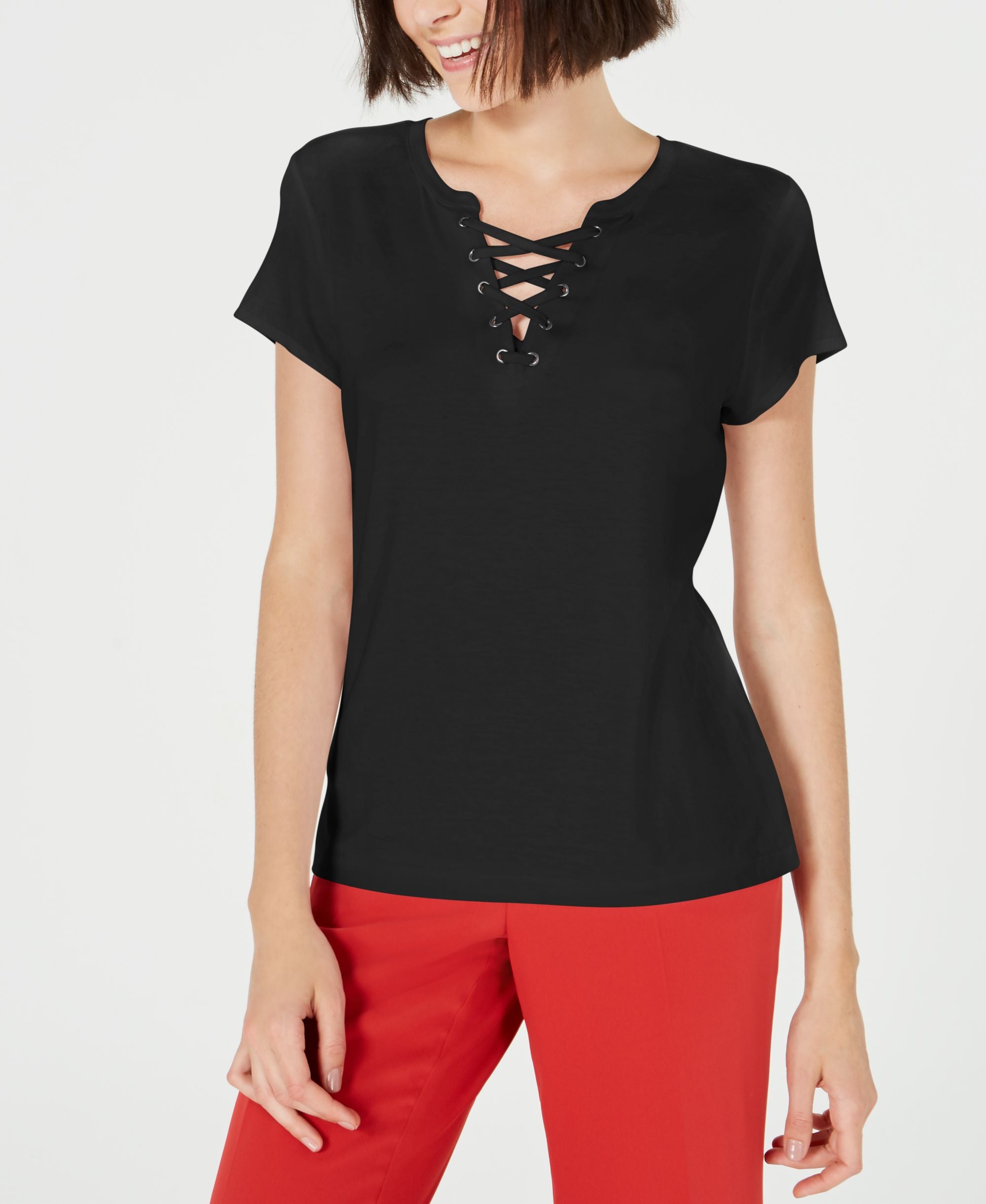 Bar III Lace Up T-Shirt