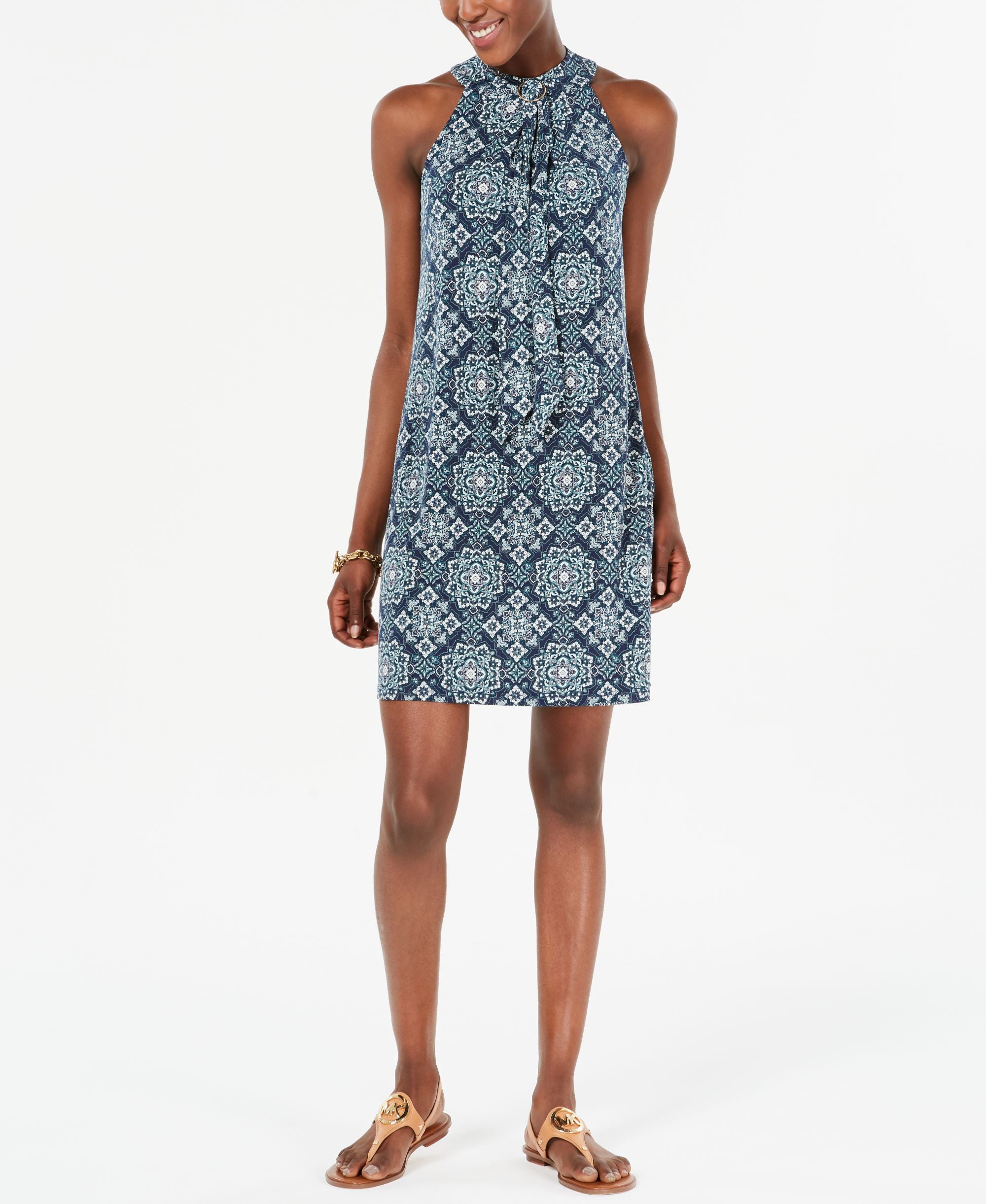 Michael Michael Kors Printed O Ring Shift Dress