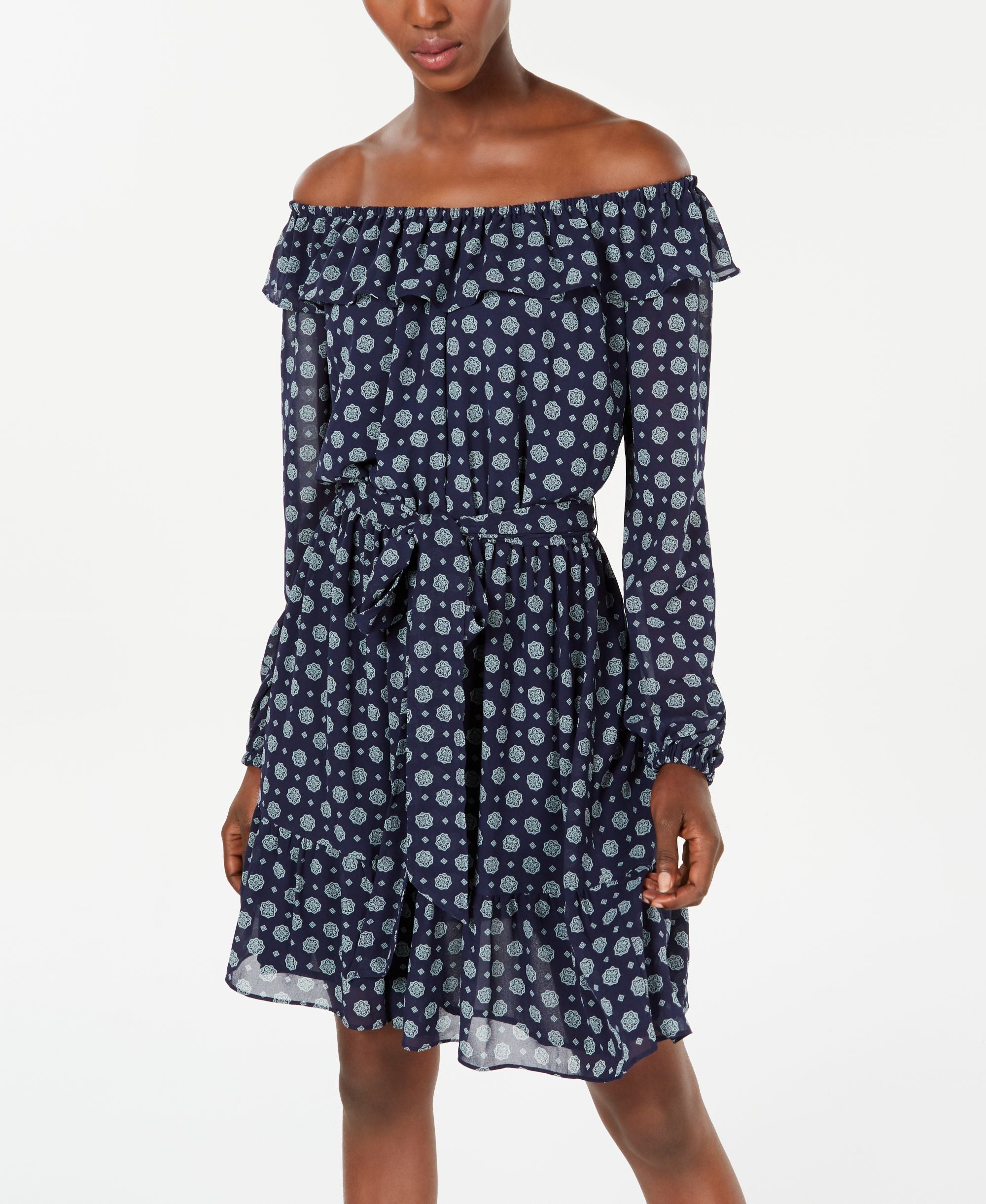 Michael Michael Kors Medallion Print Peasant Dress Sizes