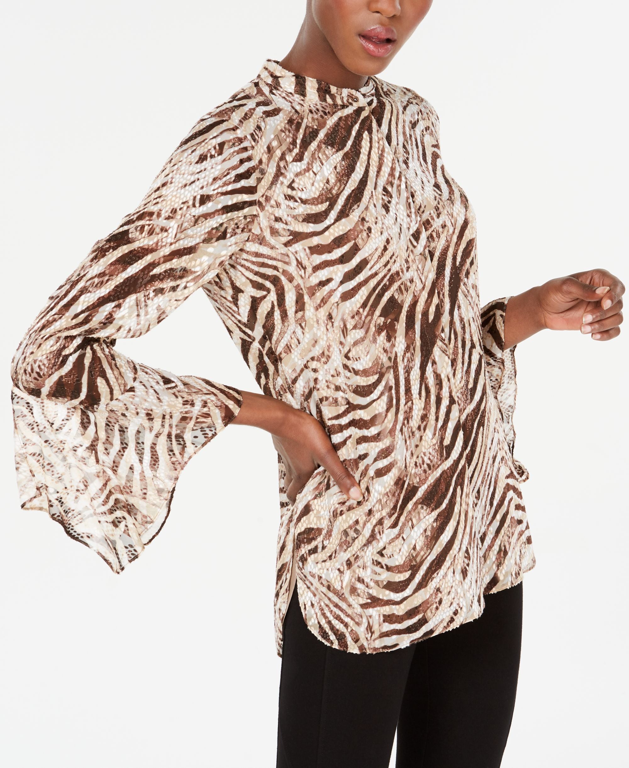 Elie Tahari Chava Zebra Print Burnout Blouse