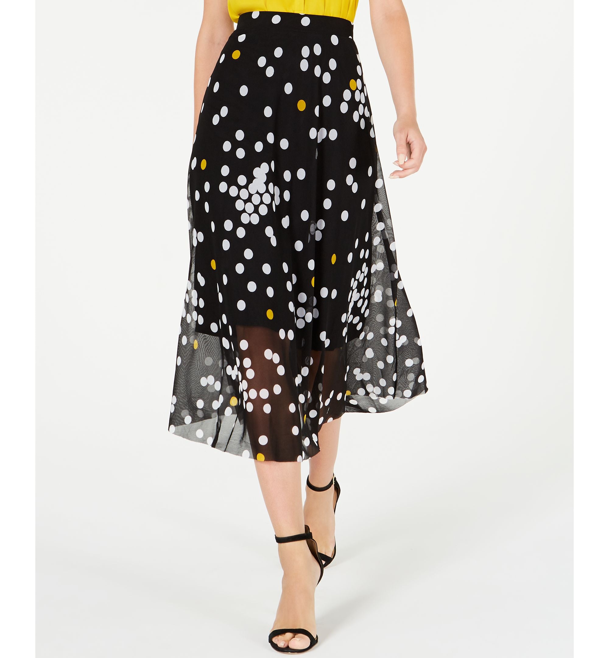Alfani Petite Dot Print Mesh Midi Skirt