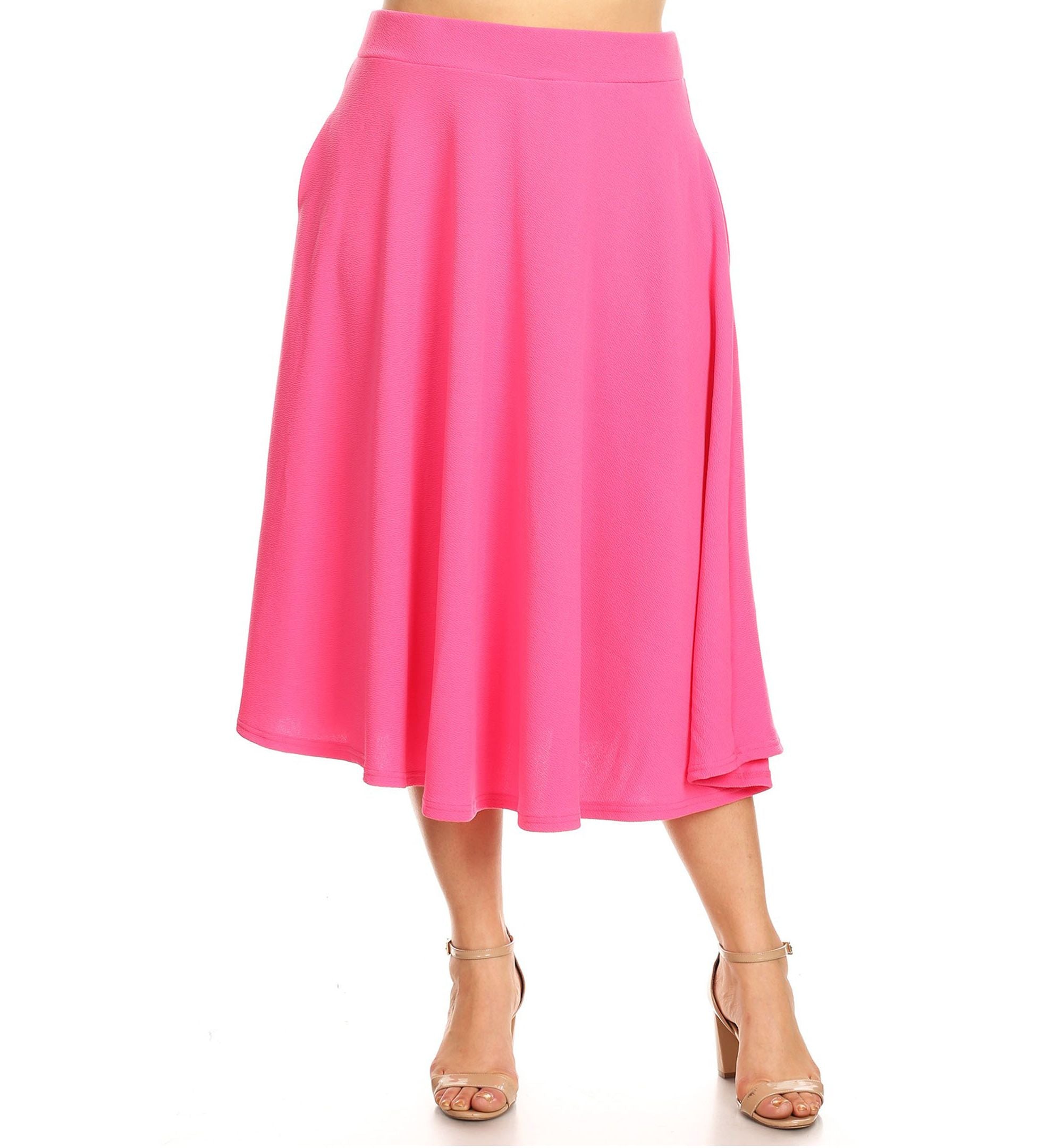 Plus Size Flared Midi Skirt