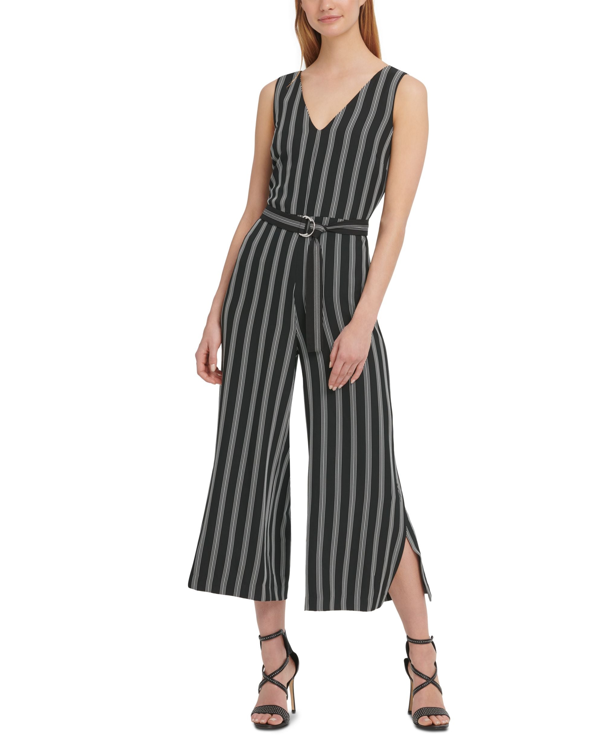 DKNY Striped Cropped Jumpsuit