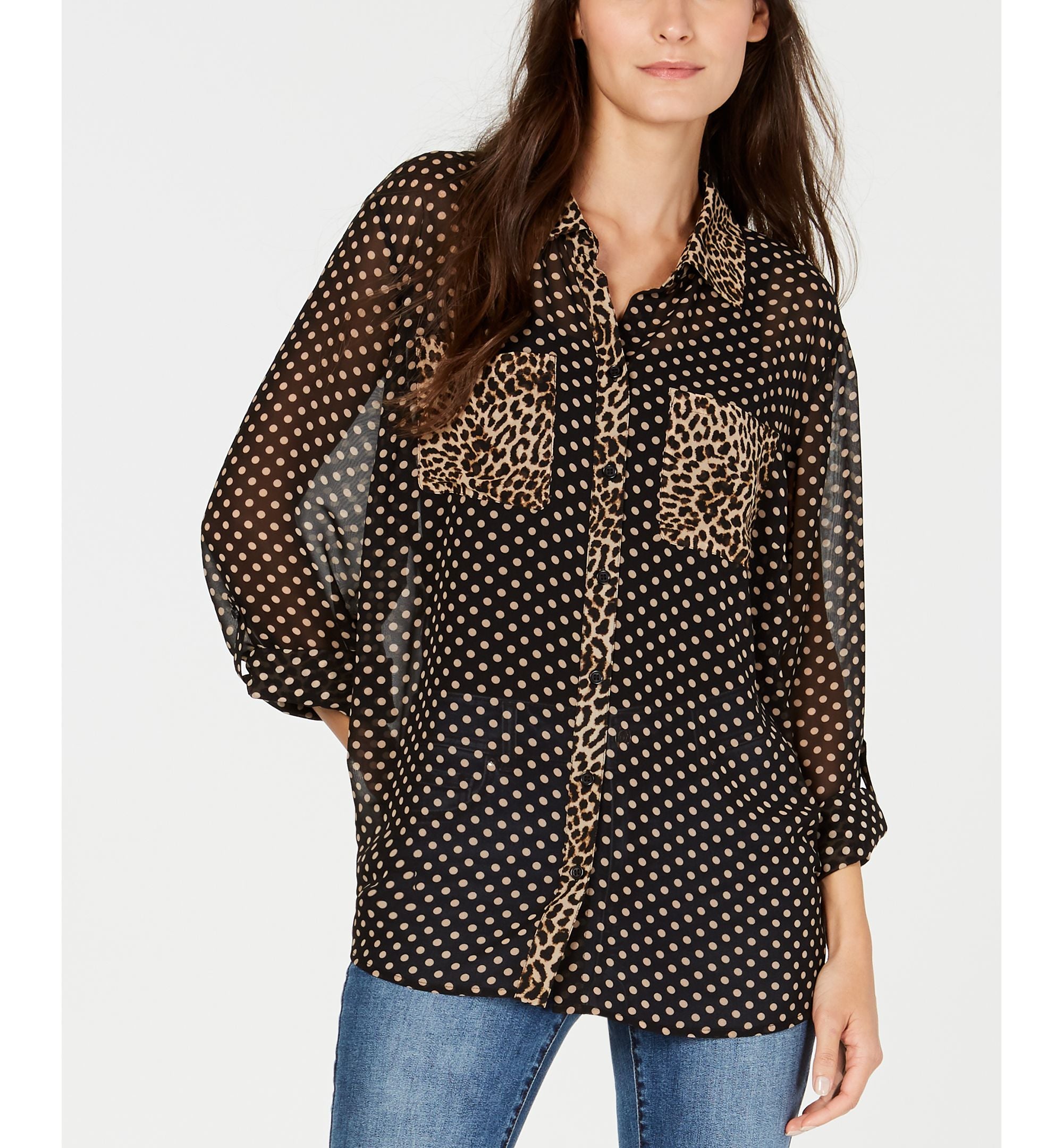 INC International Concepts Womens Printed Button Up