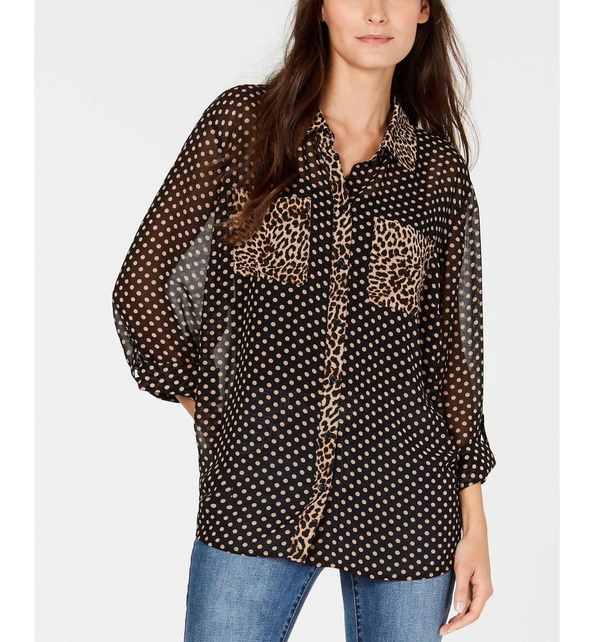 INC International Concepts Womens Printed Button Up