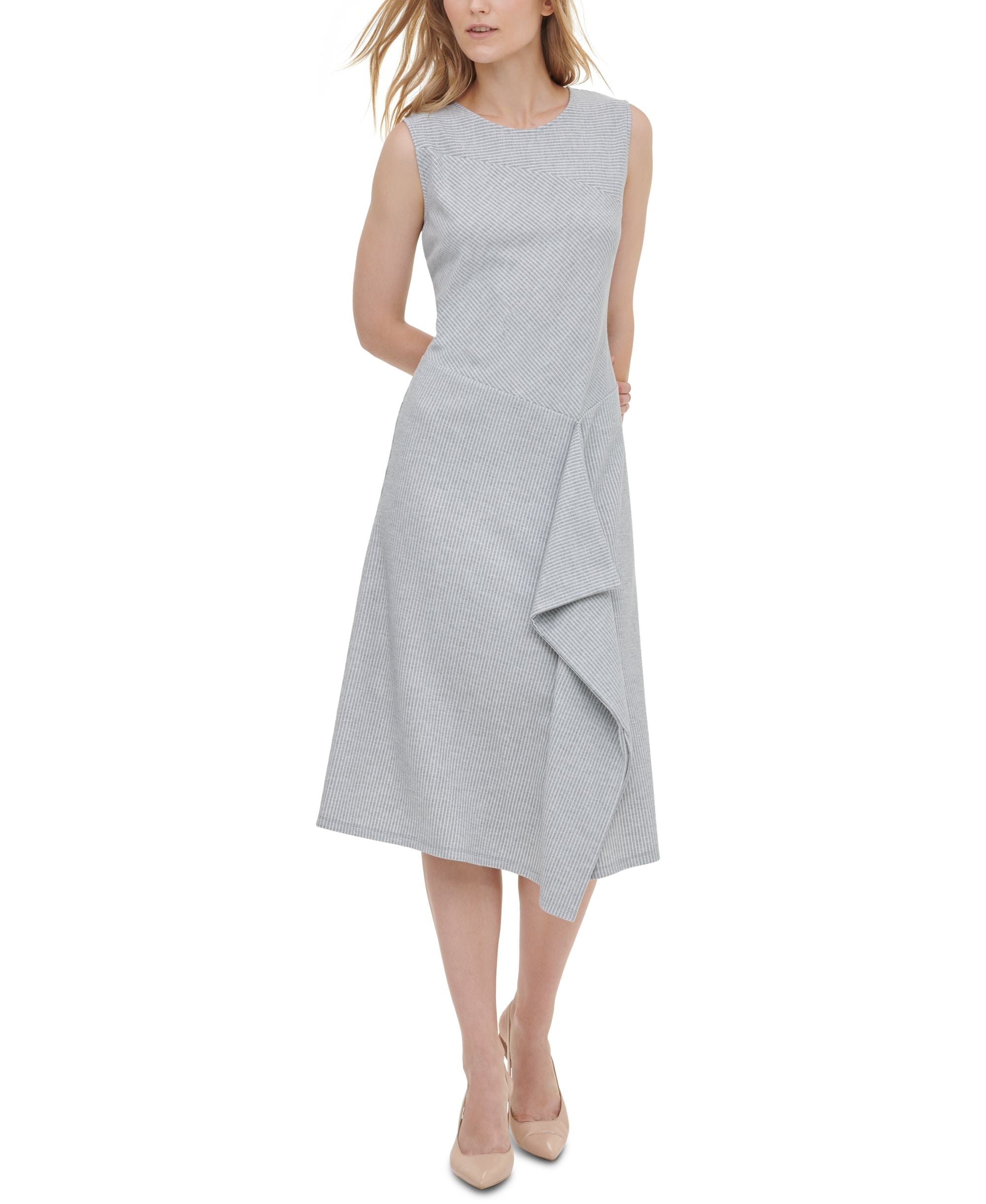 Calvin Klein Striped Asymmetrical Dress