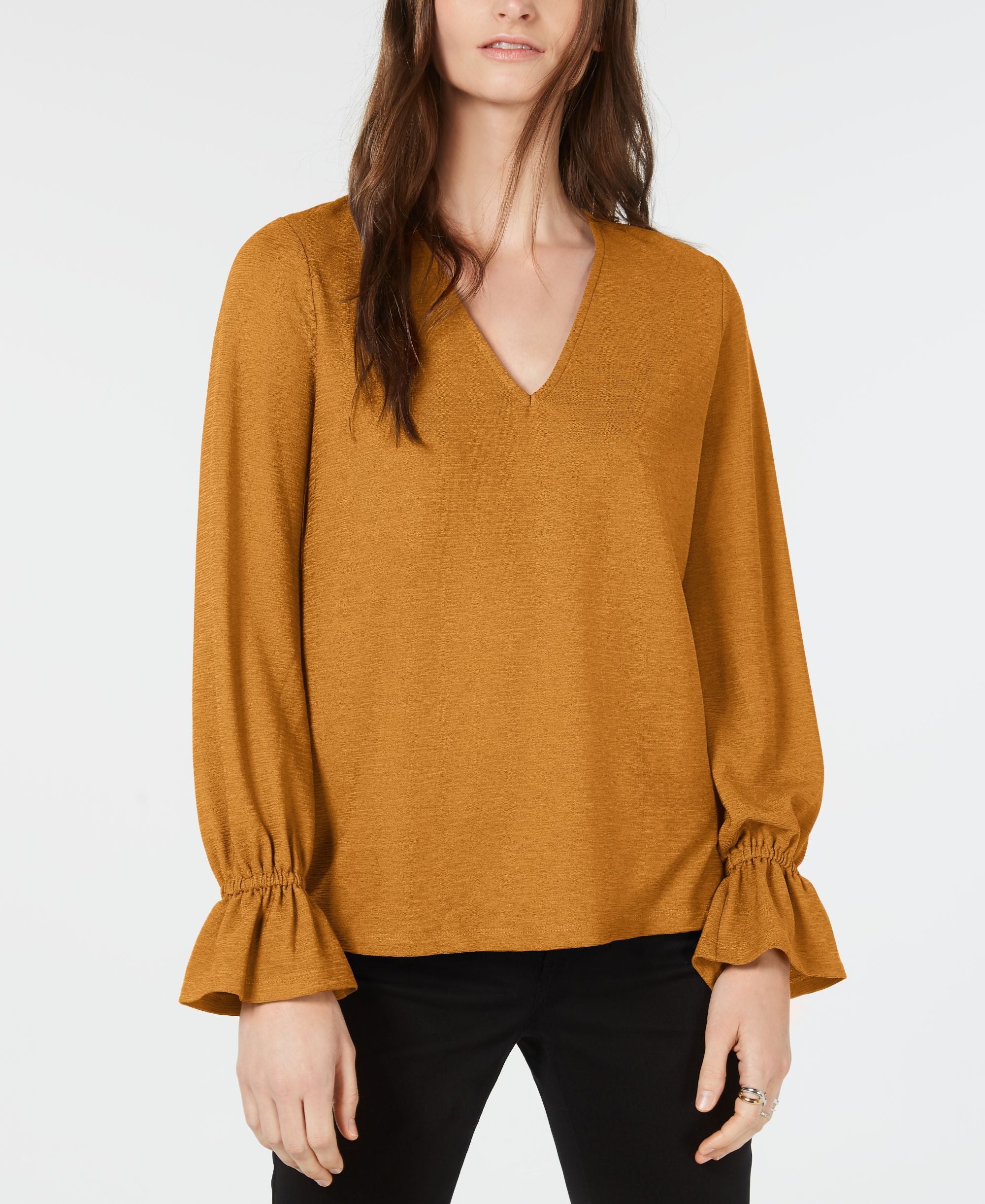 Michael Kors V Neck Ruffled Cuff V Neck Shirt Sizes