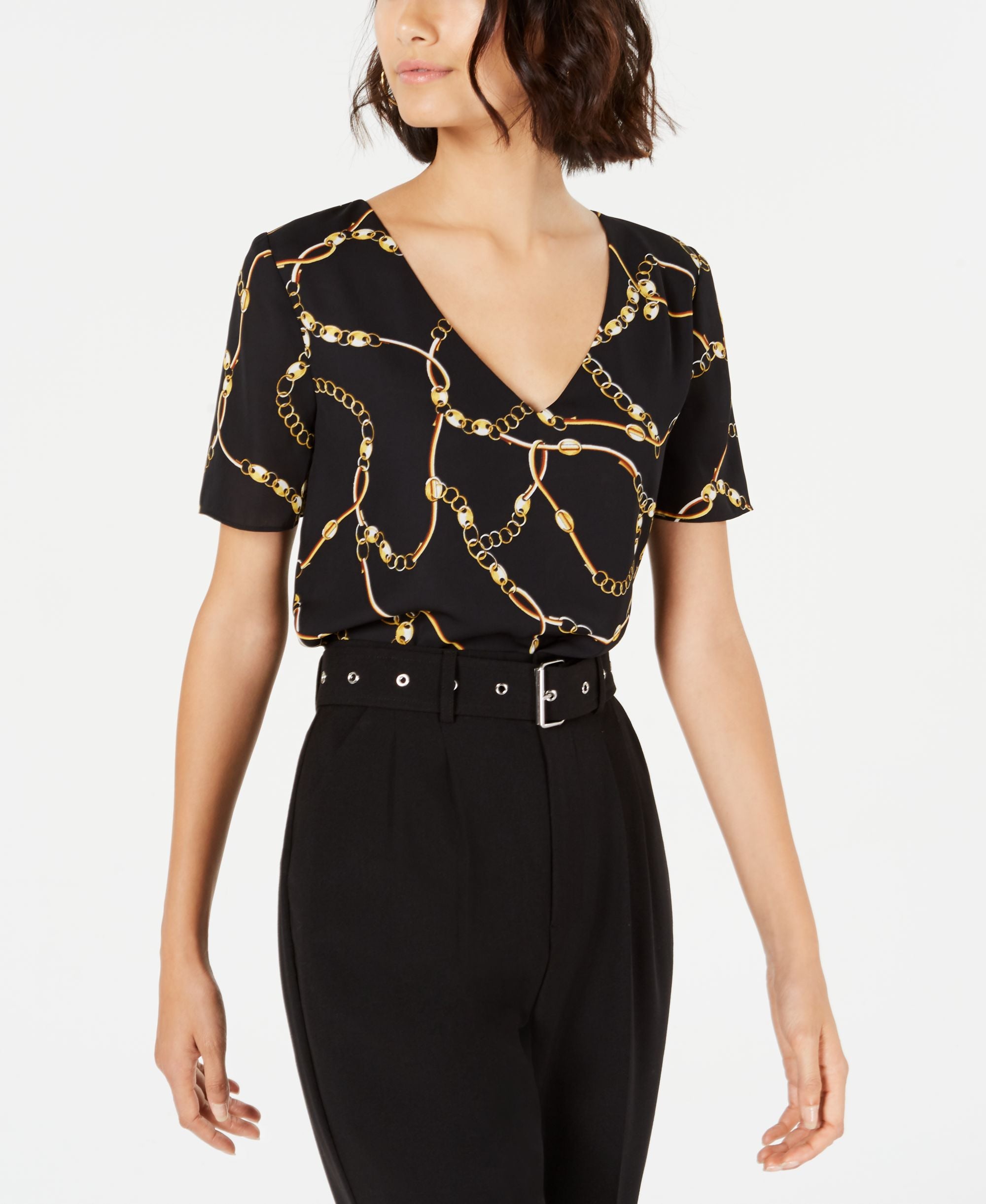 V-Neck Chain-Print Top