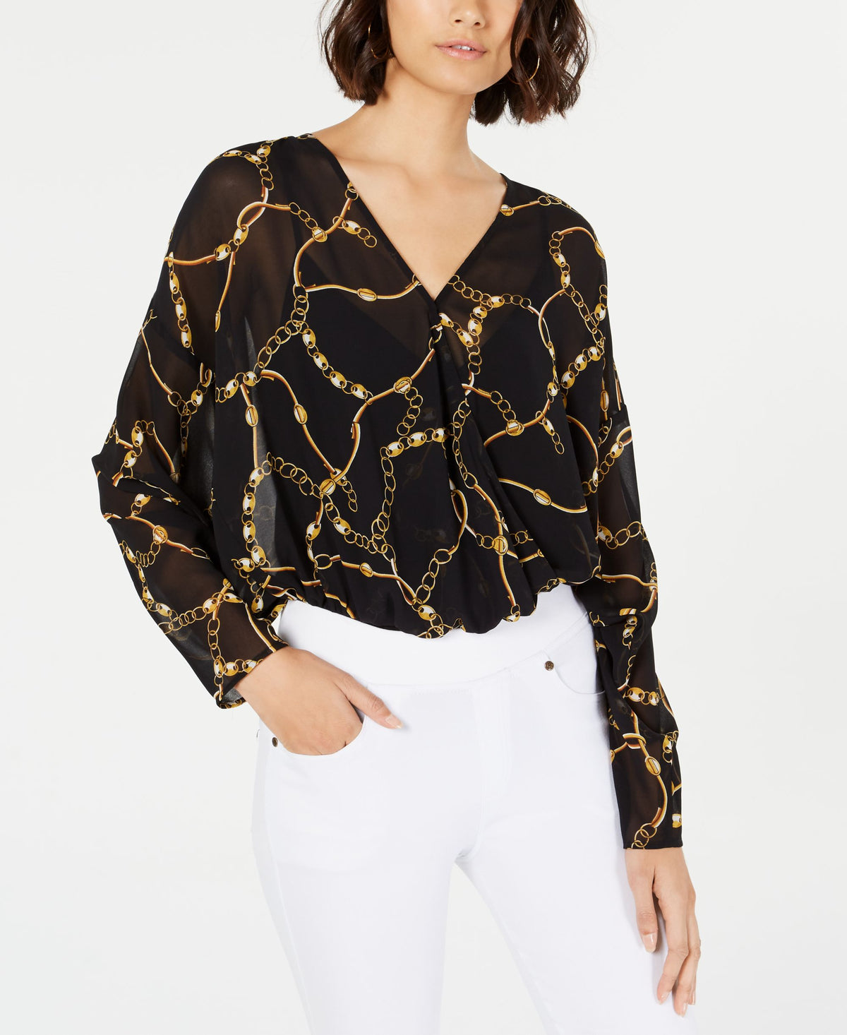 Leopard-Print Dolman-Sleeve Bodysuit
