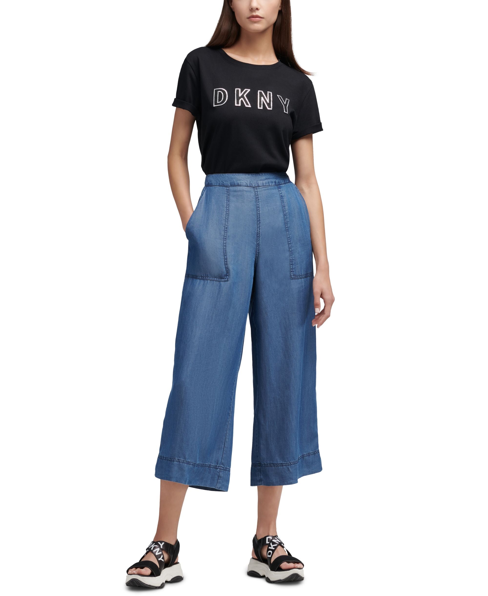 DKNY Super Wide Leg Pull On Pants
