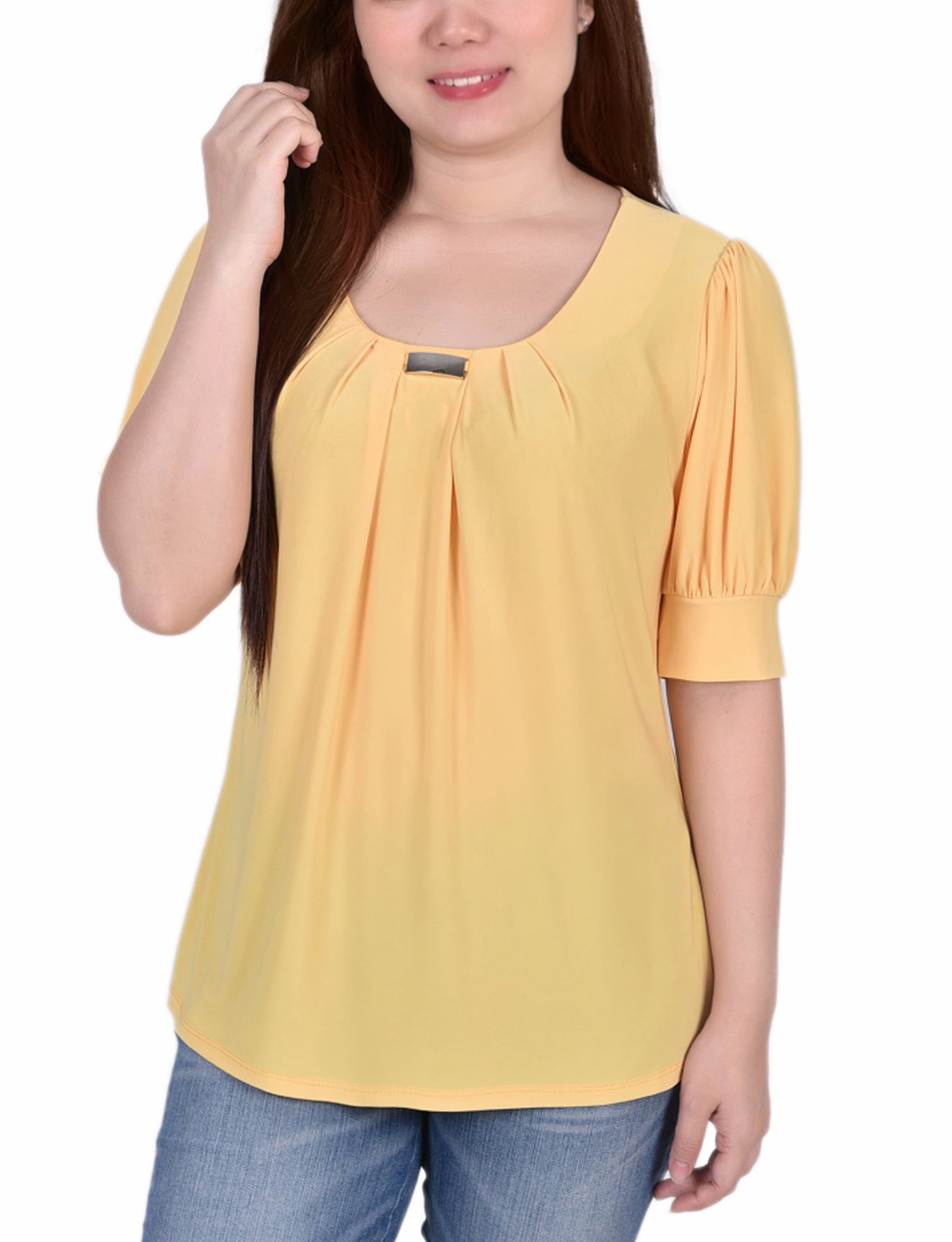 Petite Short Sleeve Balloon Sleeve Top