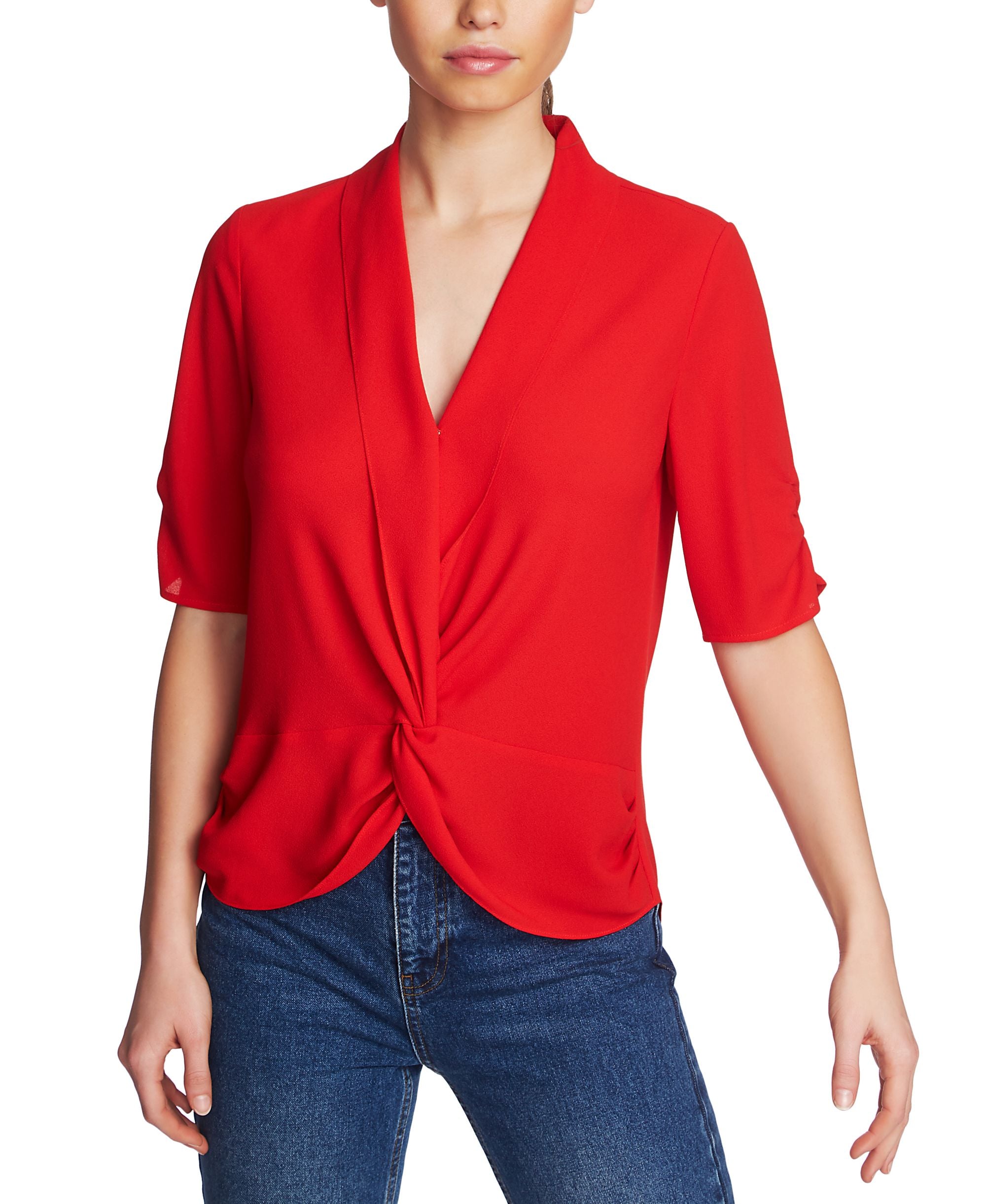 1.State Twisted Cinch Sleeve Top