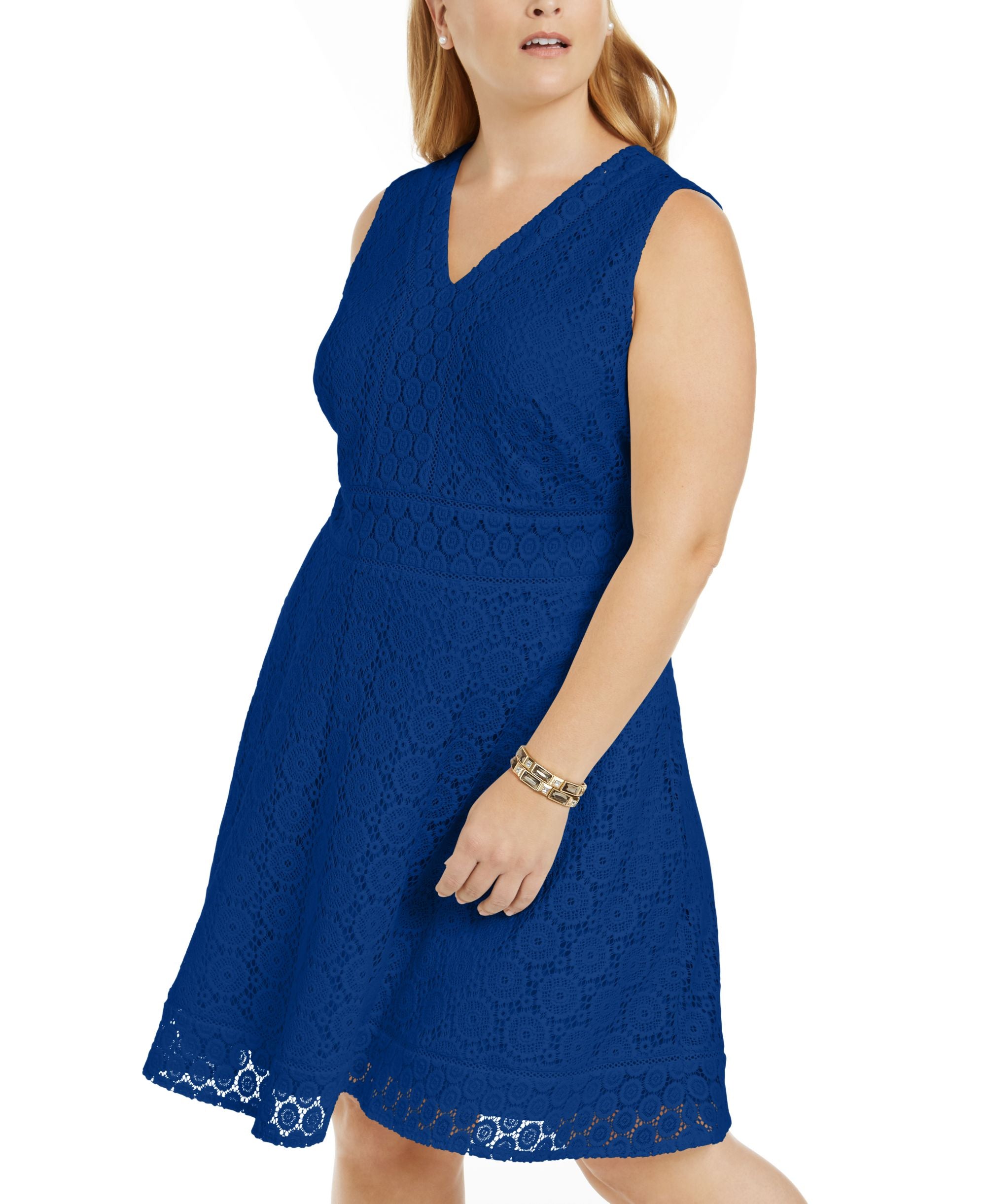 Charter Club Plus Size Lace Fit Flare Dress