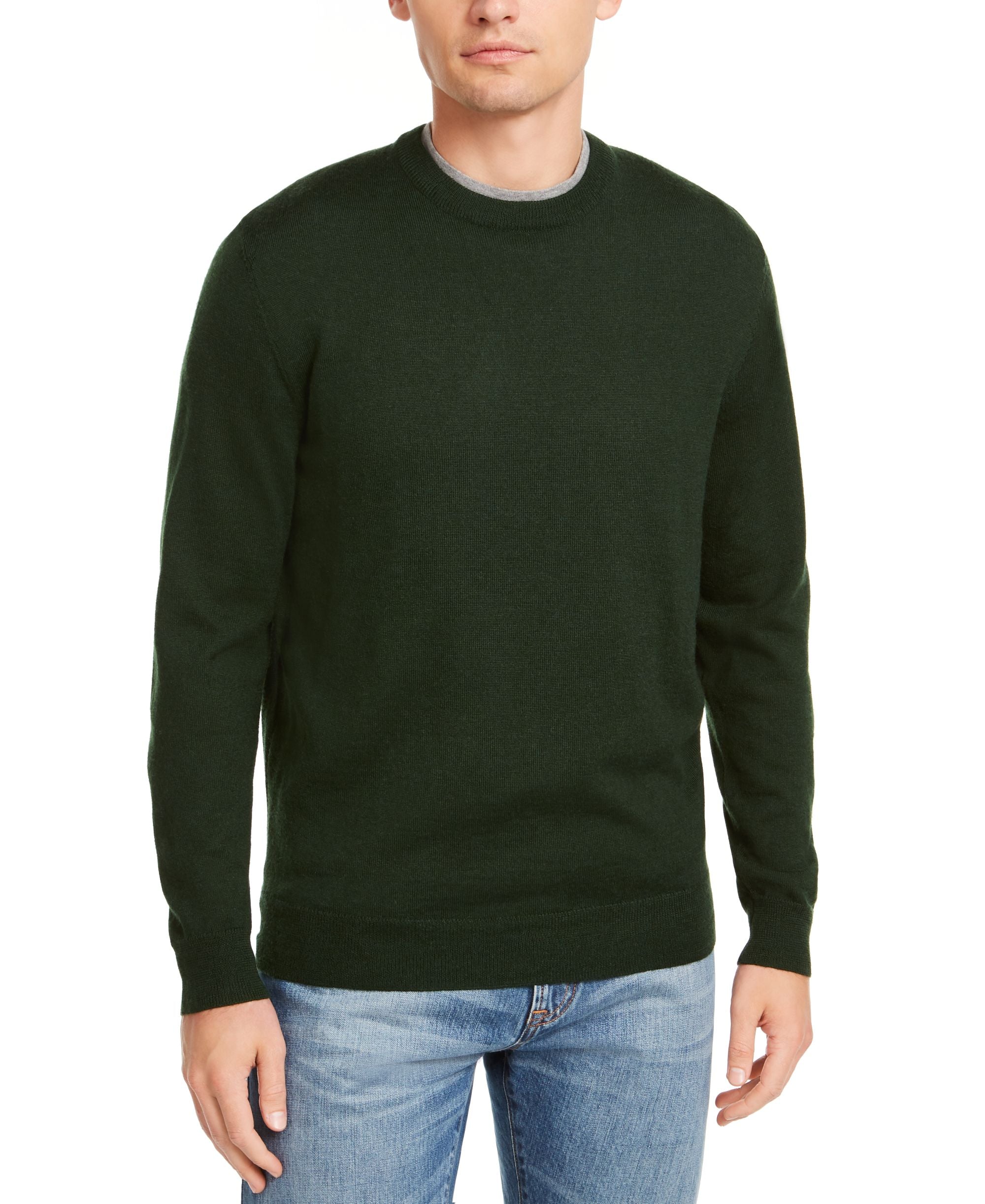 Club Room Mens Solid Crew Neck Merino Wool Blend Sweater
