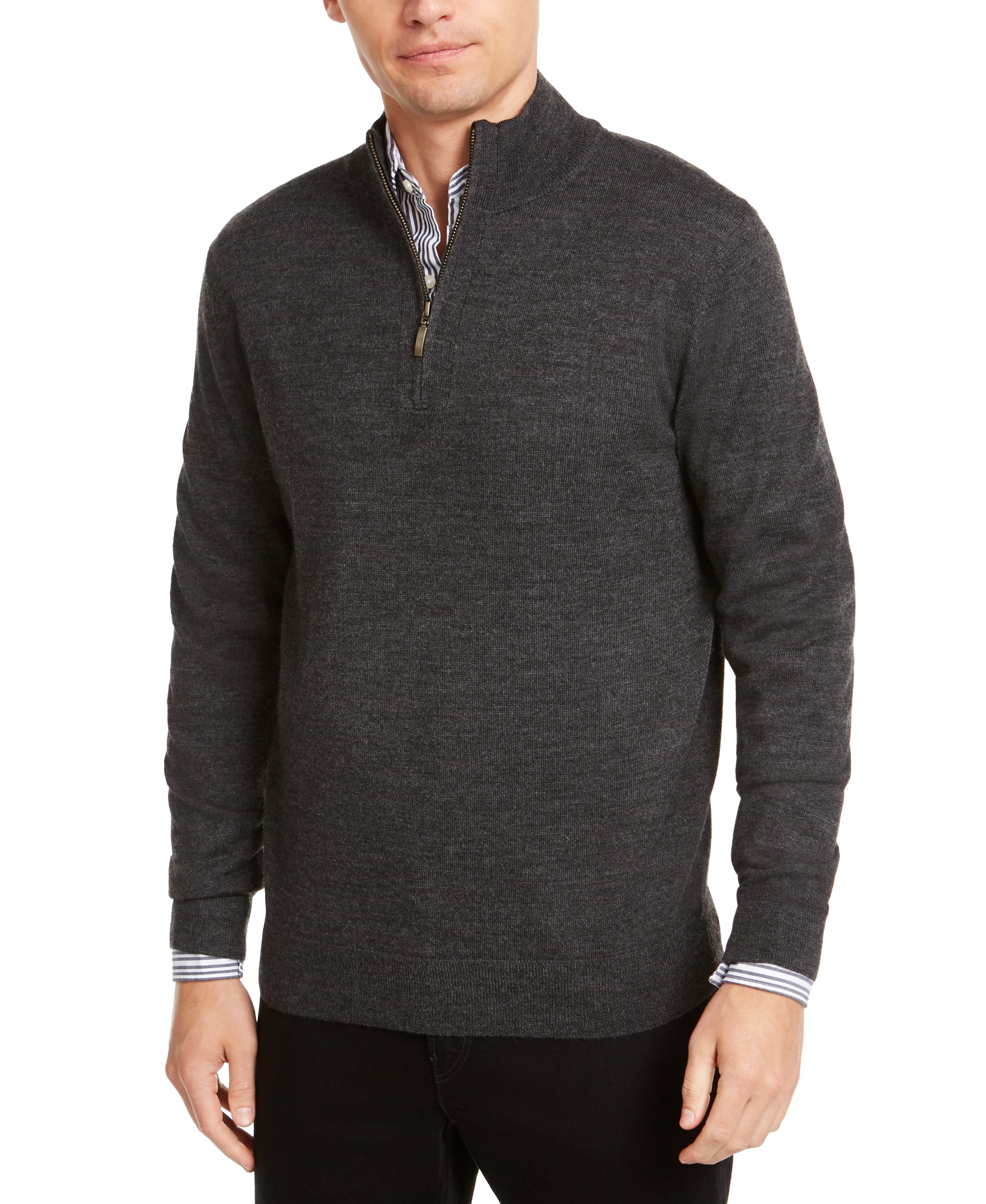Men's Quarter-Zip Merino Wool Blend Sweater