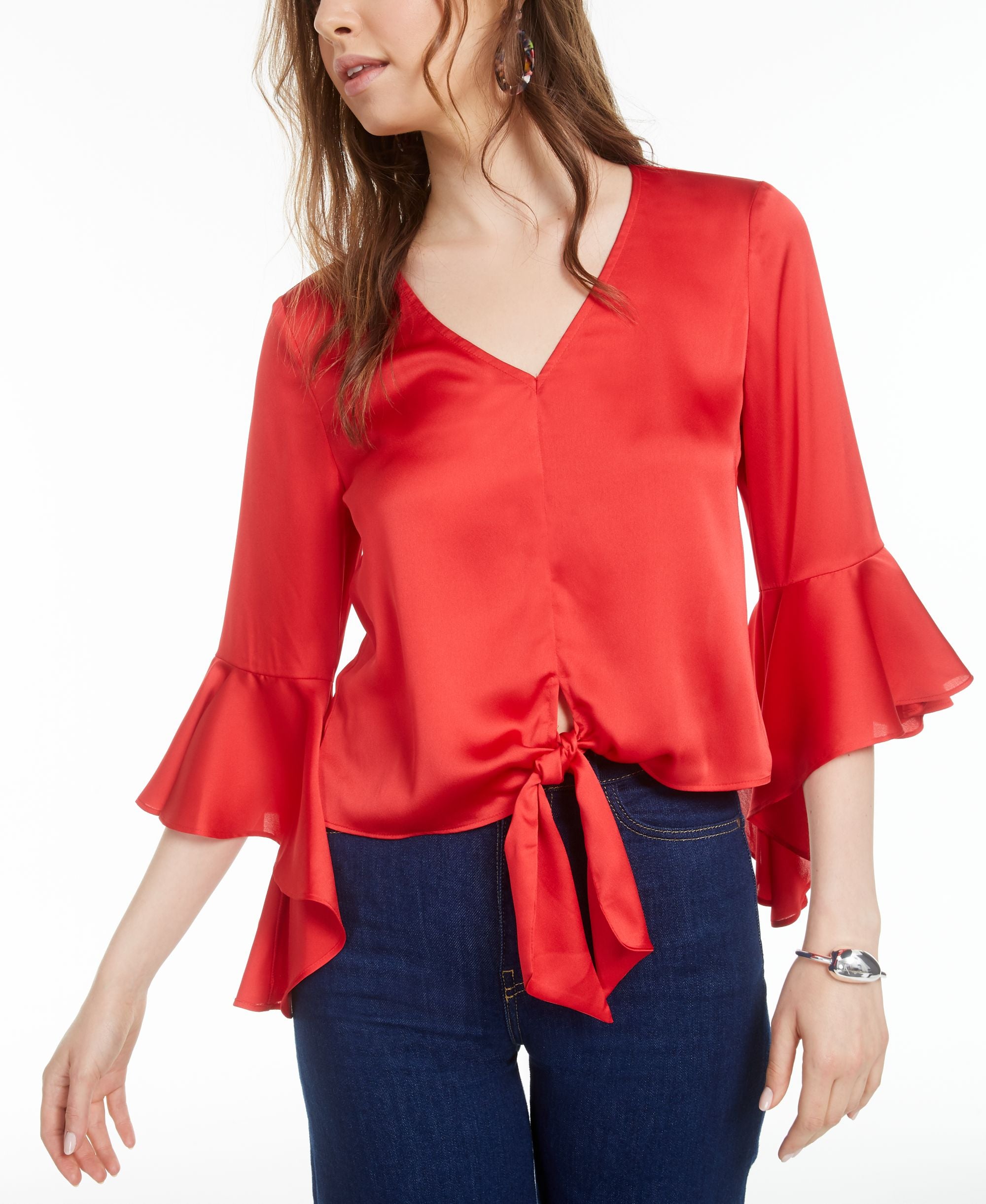 Bar III Tie Front Crop Top