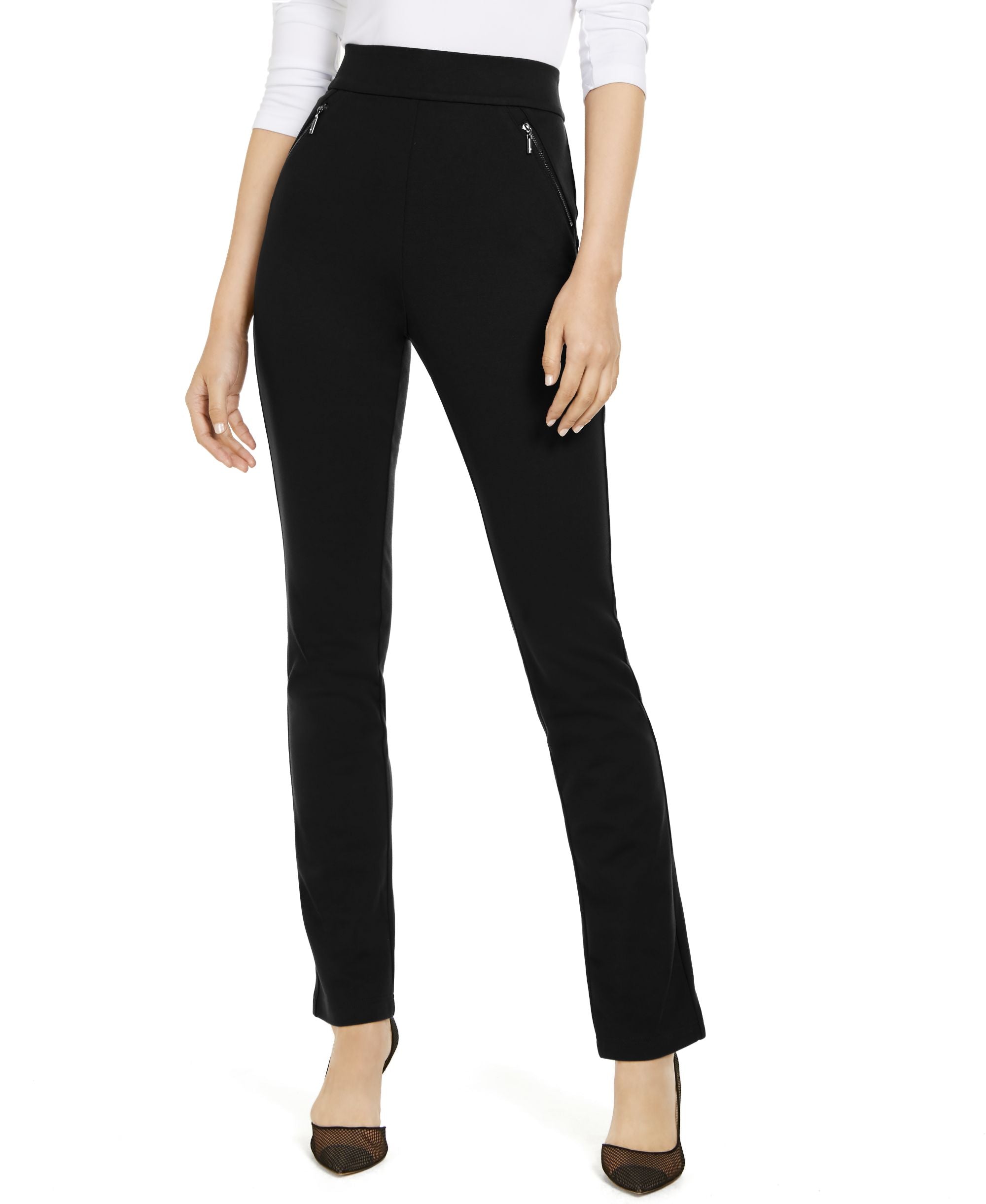 Petite High-Rise Zip-Pocket Pants