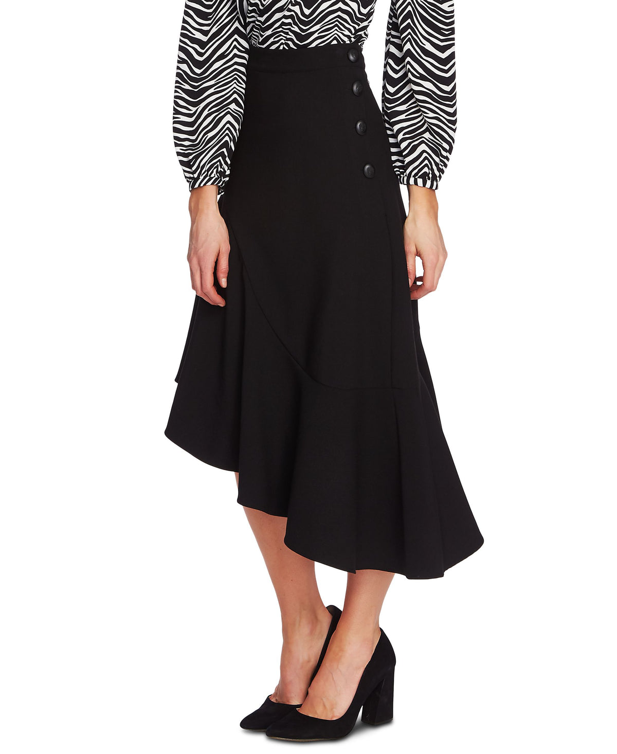 Vince Camuto Asymmetrical Button Up Skirt