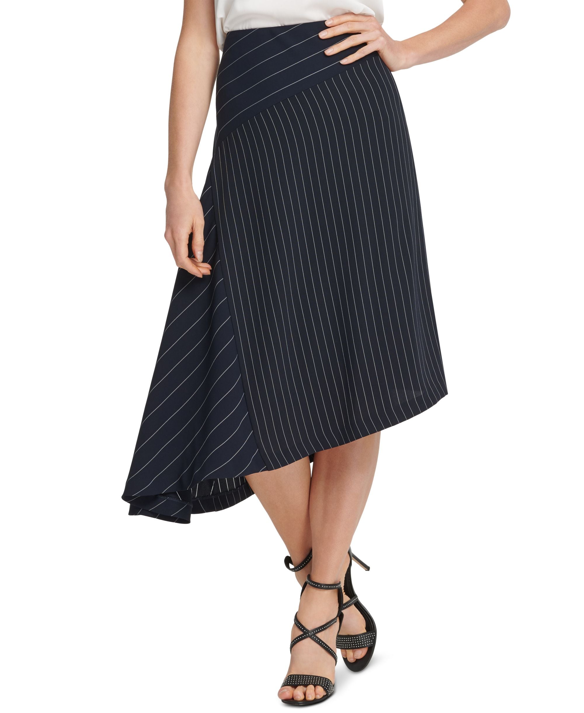 DKNY Asymmetrical Striped Skirt