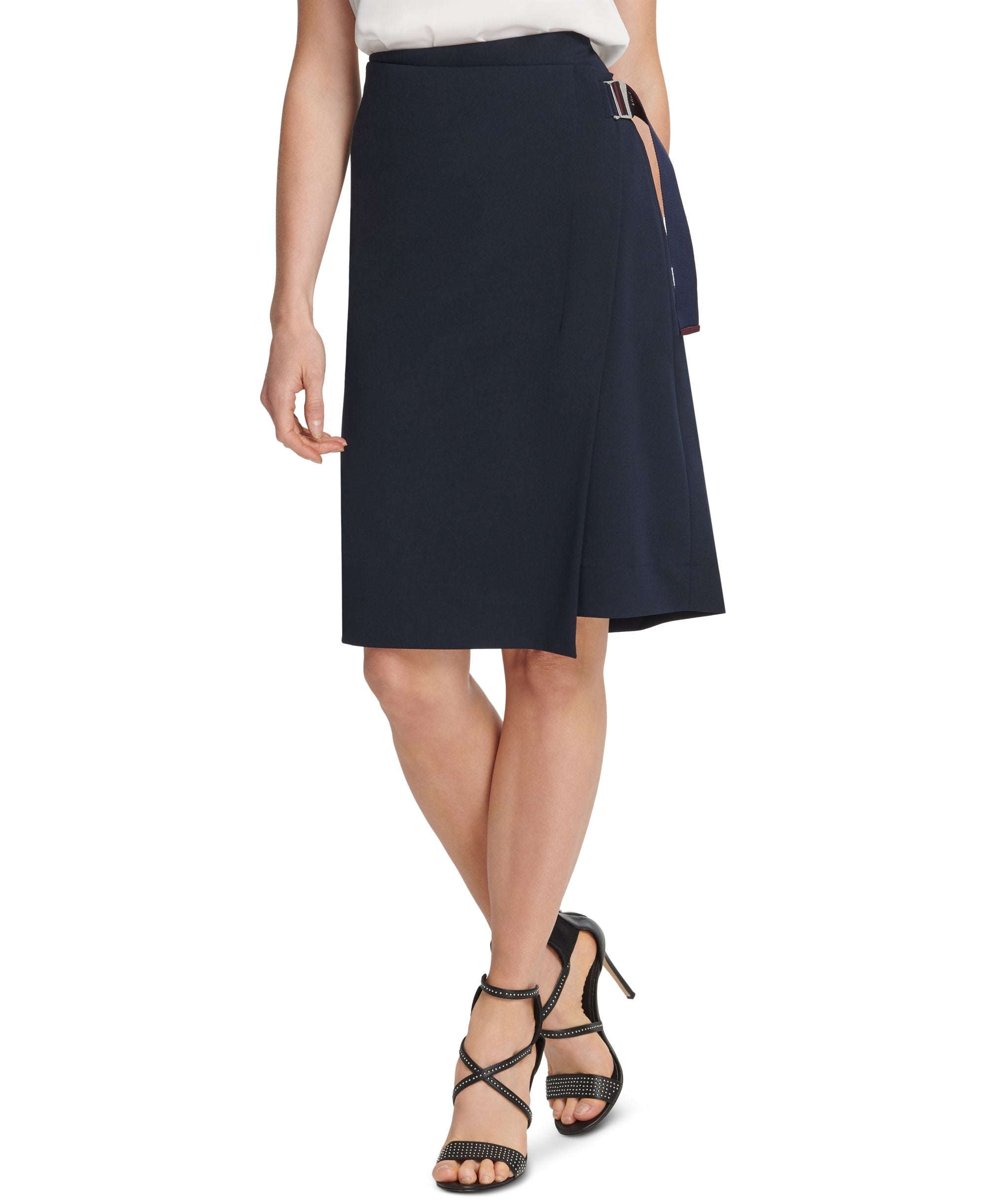 DKNY Asymmetrical Faux Wrap Skirt