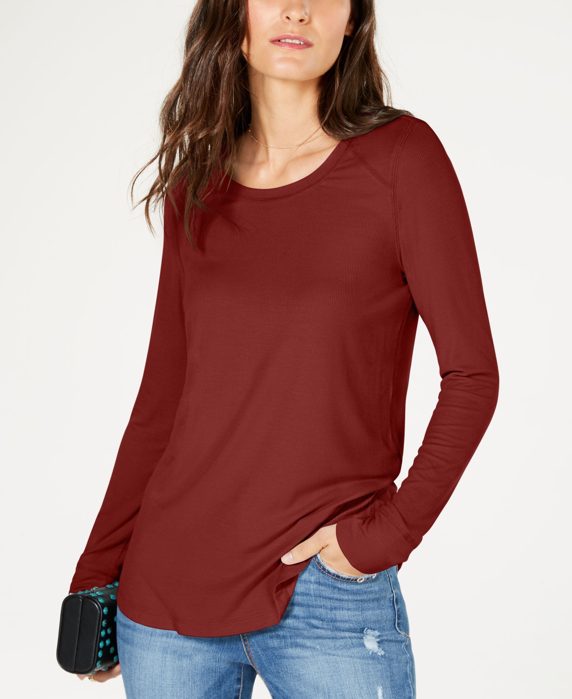 INC Ribbed Long-Sleeve T-Shirt