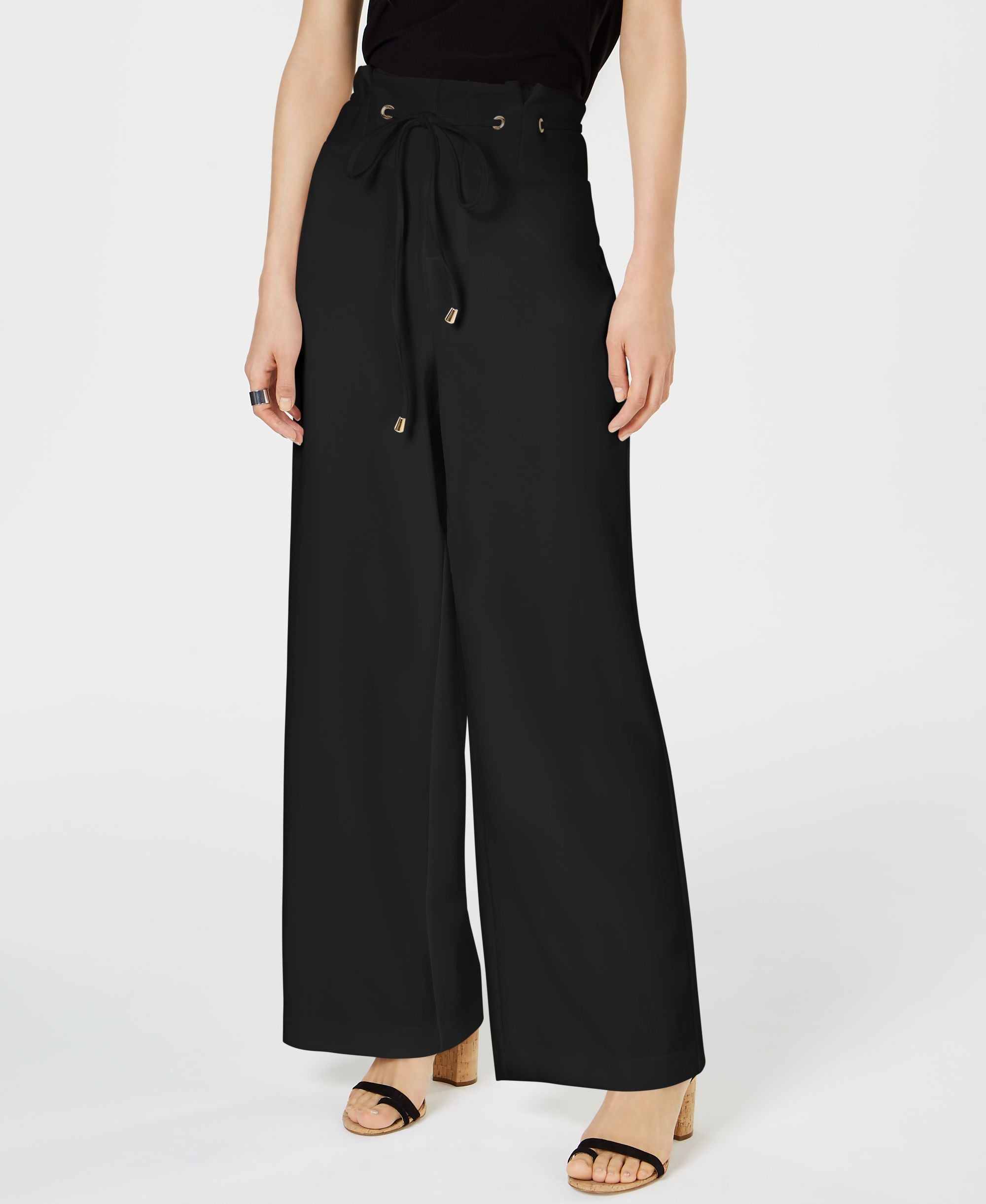 INC Wide-Leg Paperbag Pants