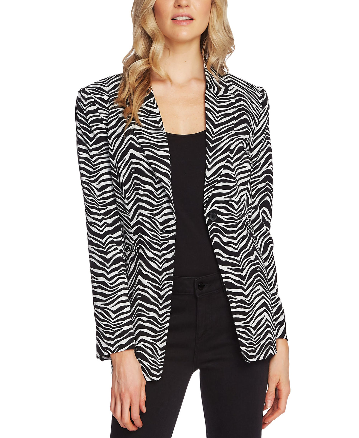 Zebra-Print Single-Button Blazer