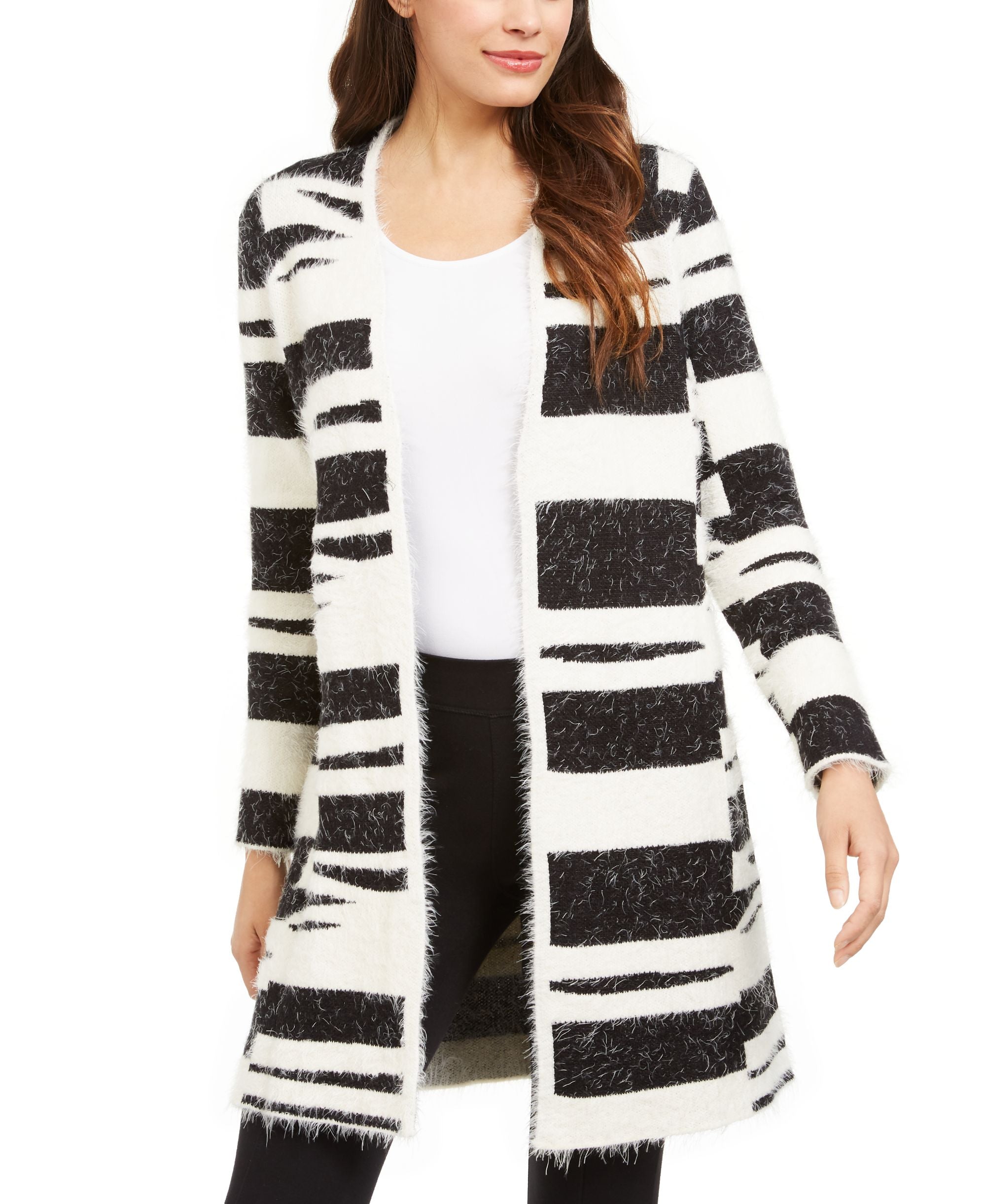 Alfani Petite Eyelash Knit Long Cardigan