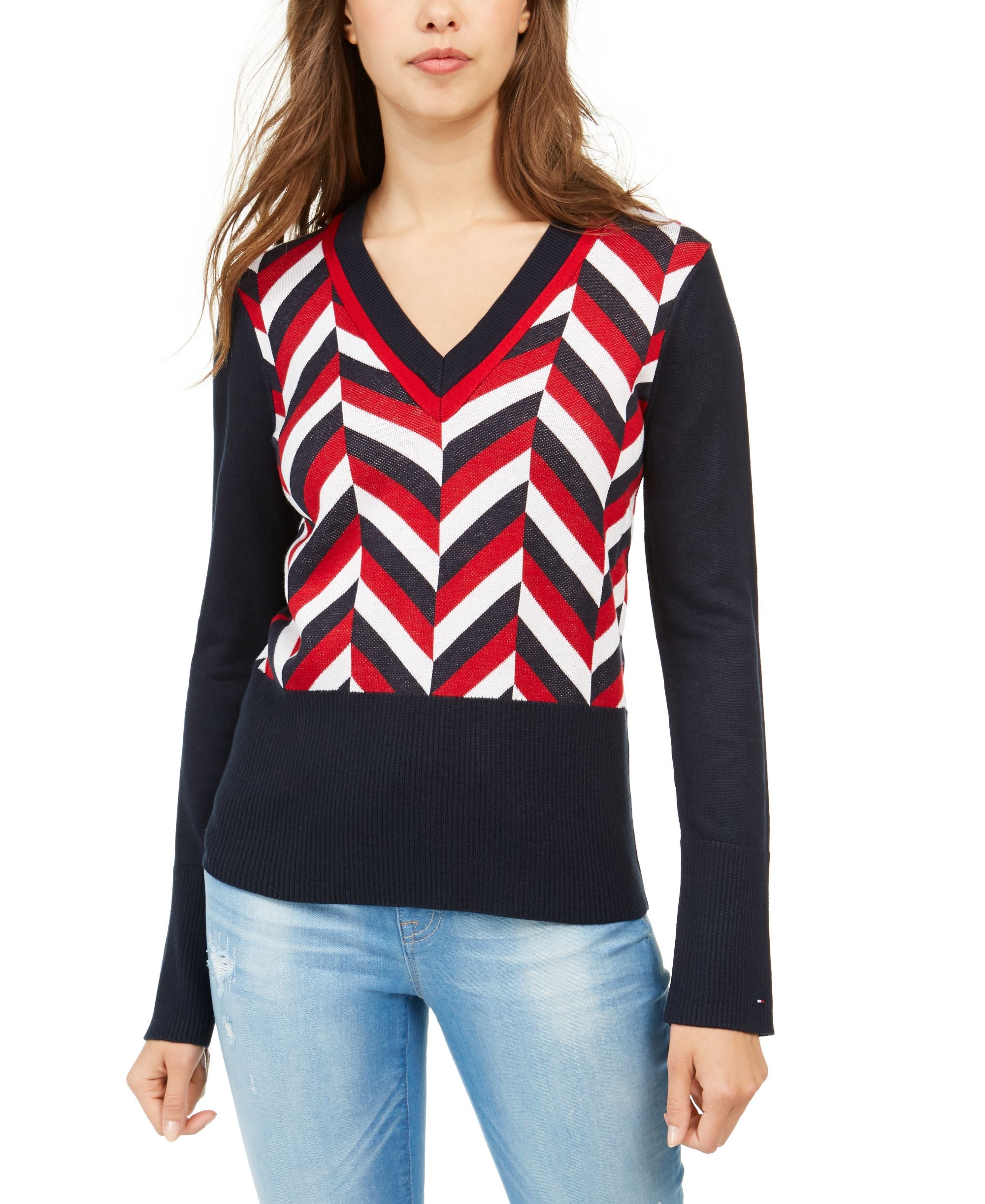 Tommy Hilfiger Chevron V Neck Sweater