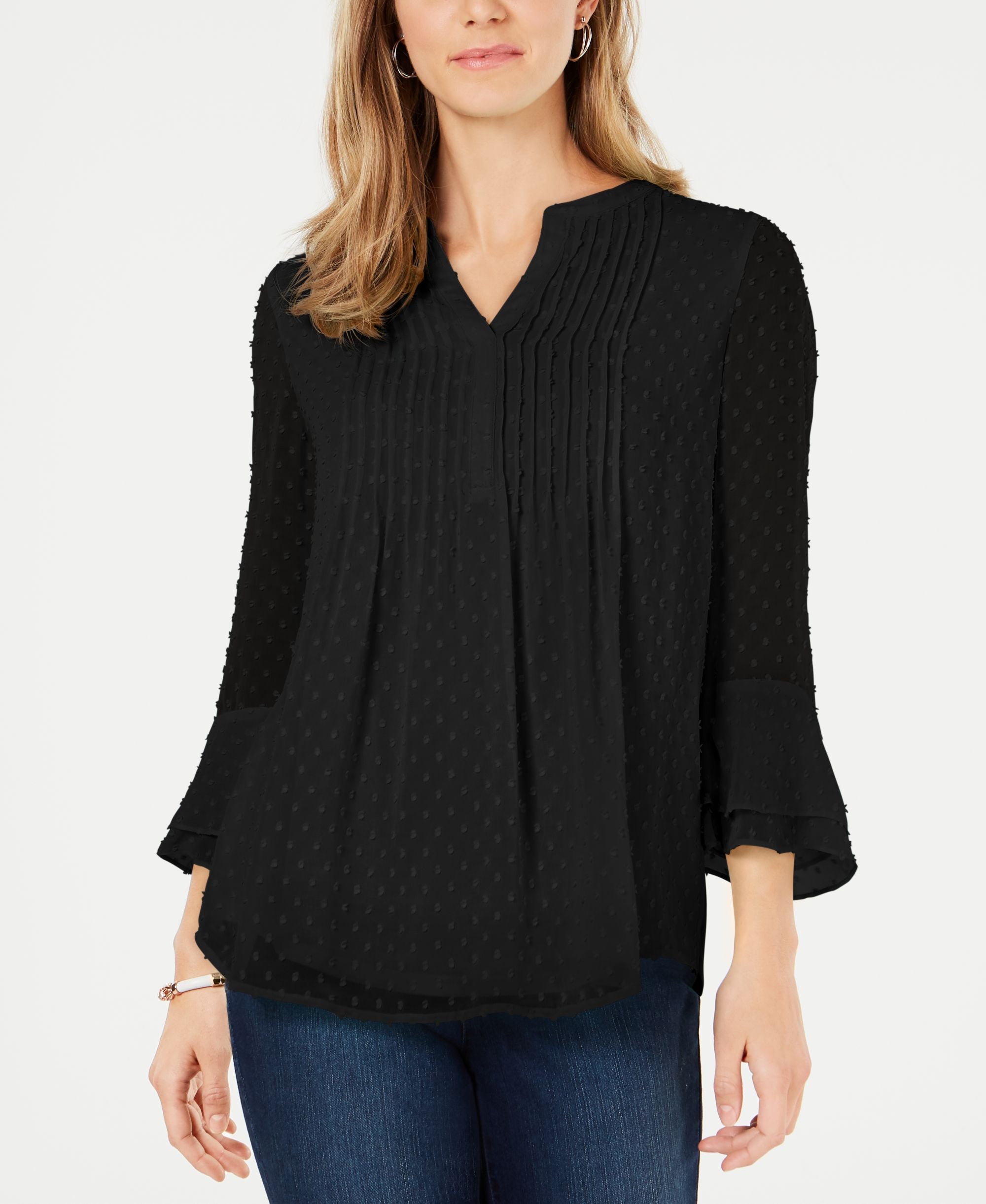 Women's Textured Pintuck Top, Regular & Petite