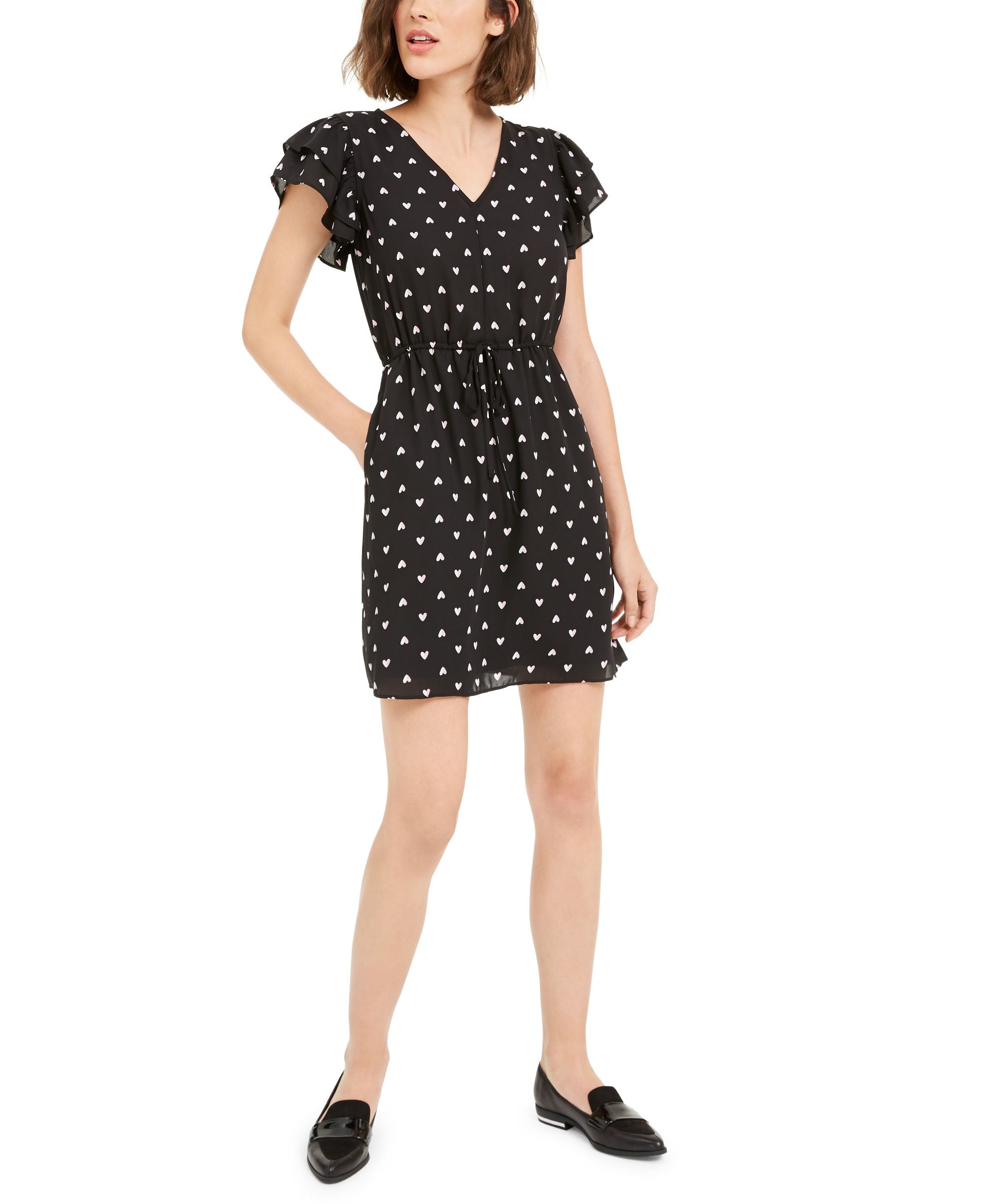 Printed Flutter-Sleeve Dress