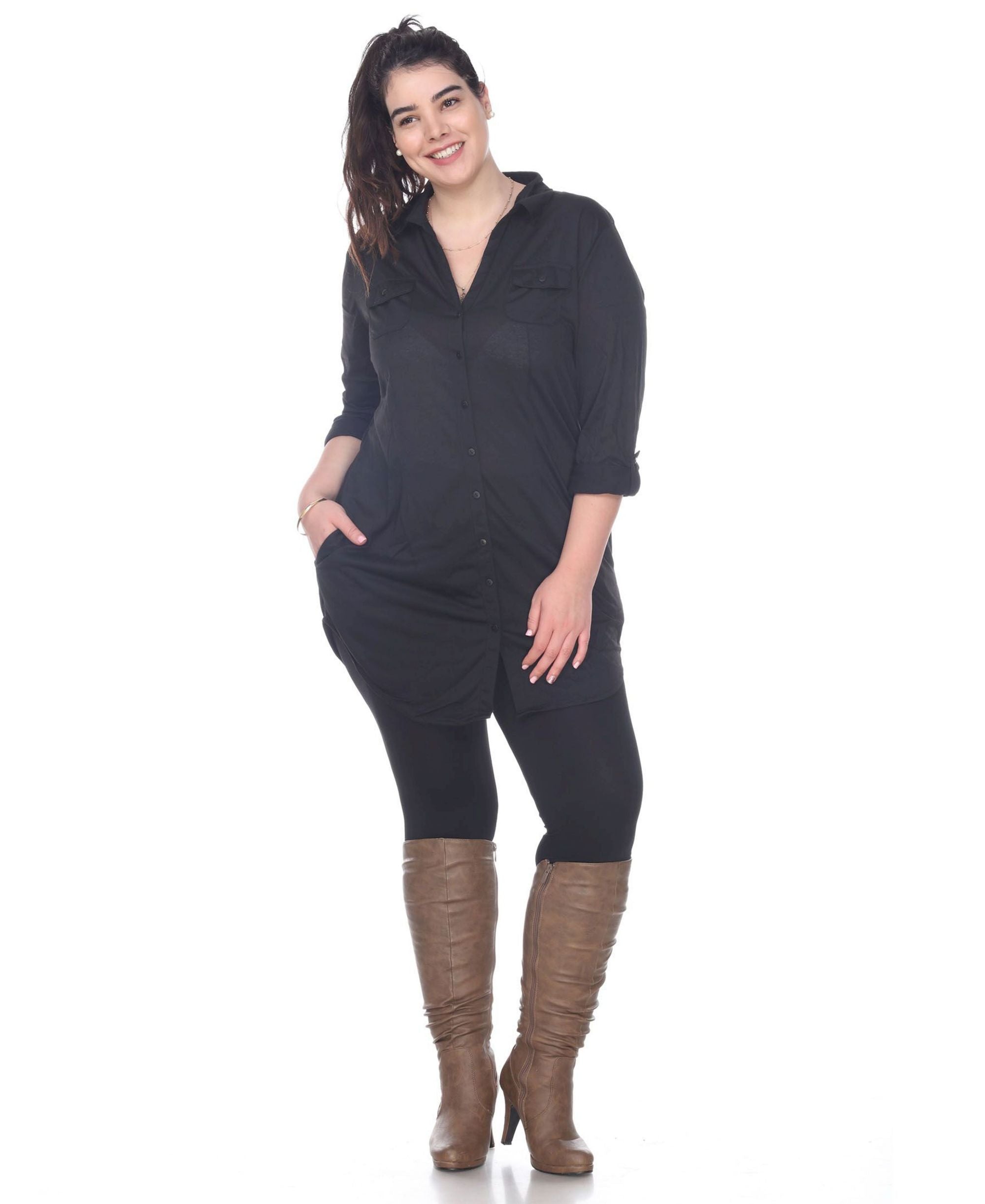 White Mark Plus Size Lakota Stretchy Tunic