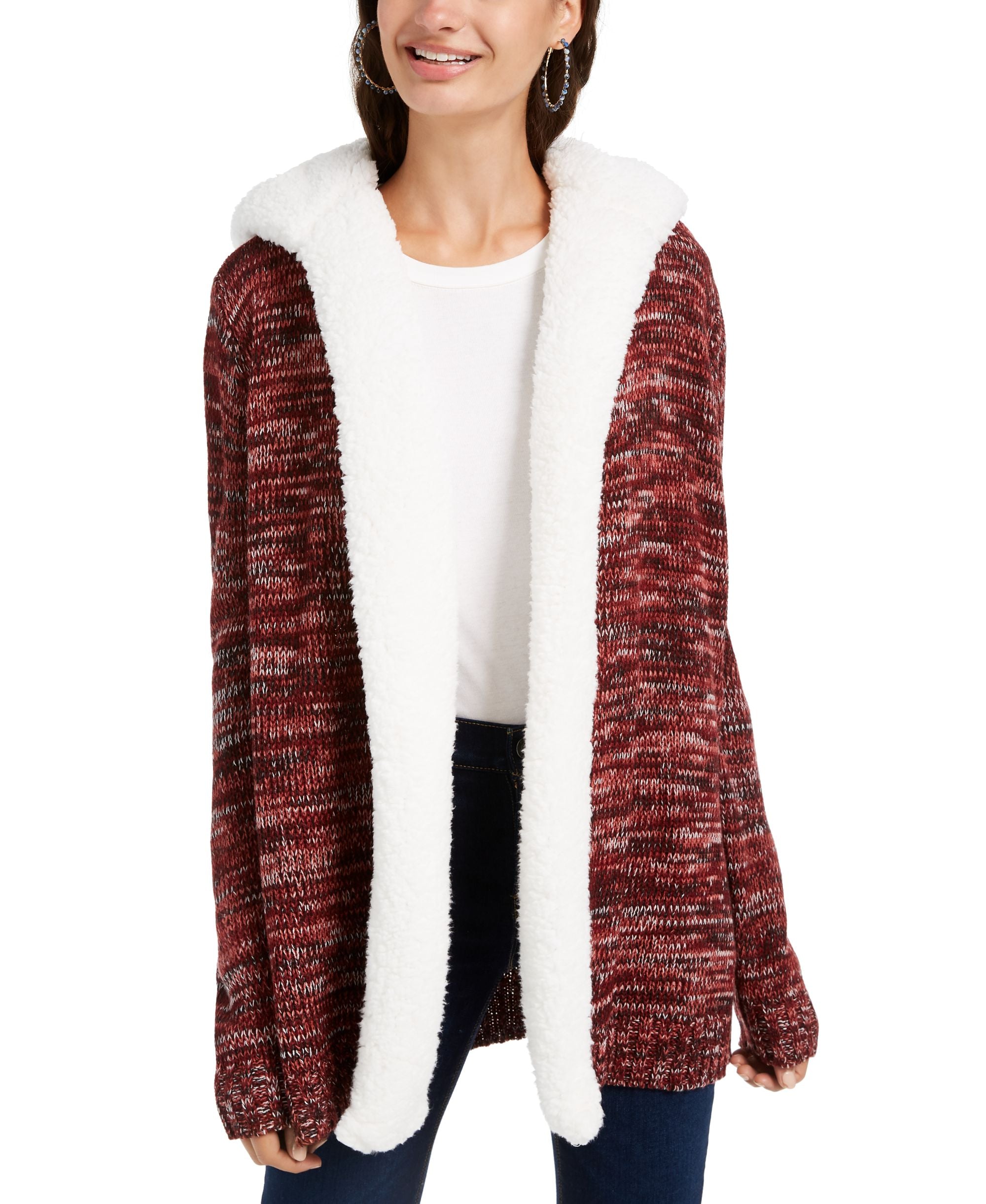 Juniors' Sherpa Trim Cardigan